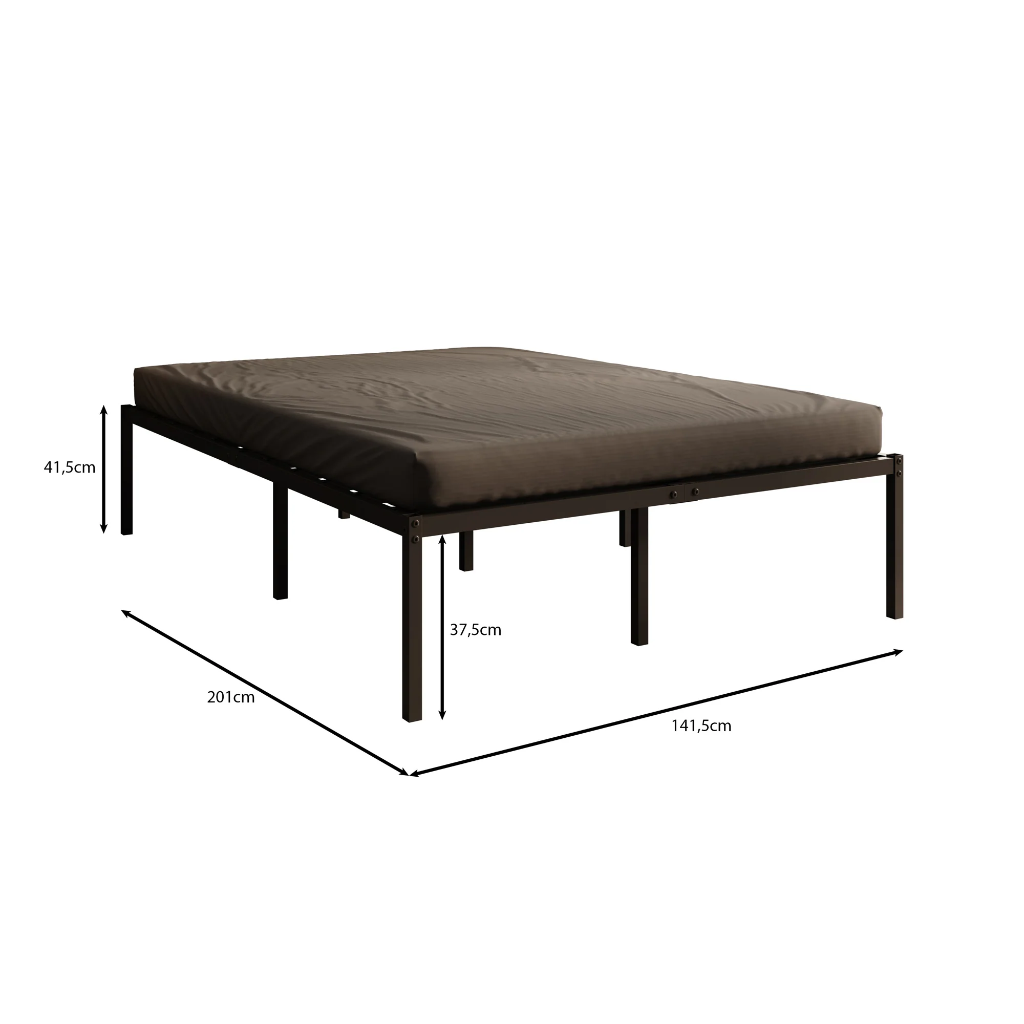 Justin - Tweepersoonsbed - Metaal zwart - 140x200 cm - Image 3