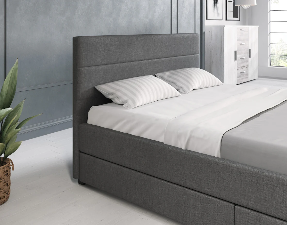Loox - Tweepersoonsbed met 4 lades - Stof grijs - 140x200 cm - Image 5