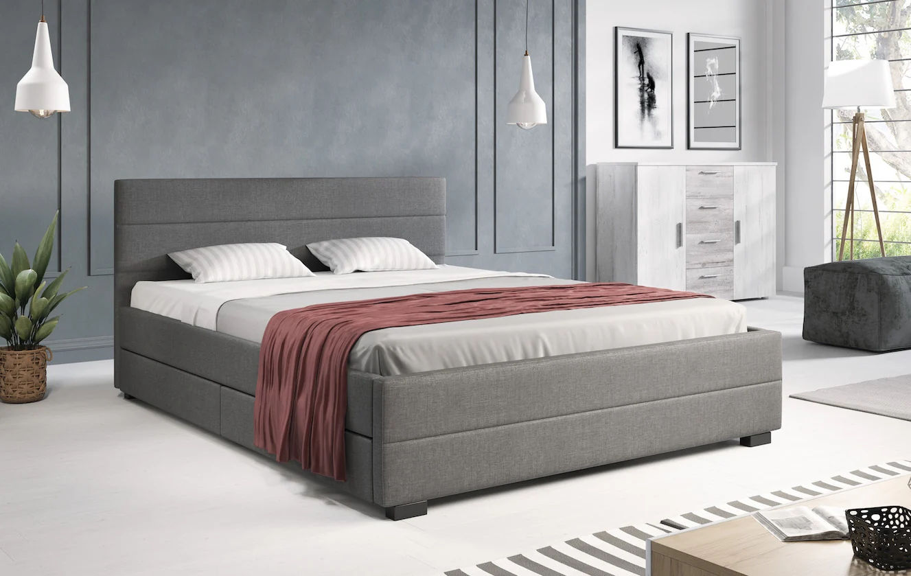 Loox - Tweepersoonsbed met 4 lades - Stof grijs - 160x200 cm - Image 2