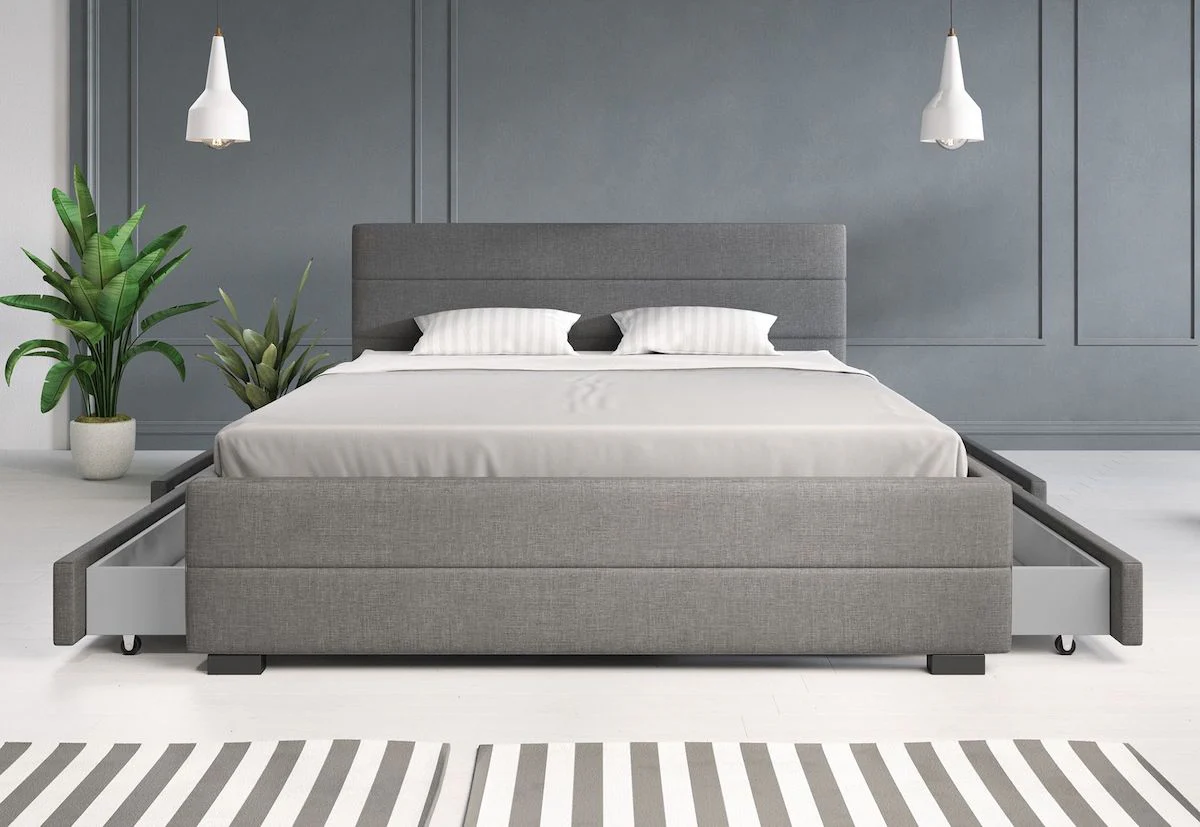Loox - Tweepersoonsbed met 4 lades - Stof grijs - 160x200 cm - Image 3