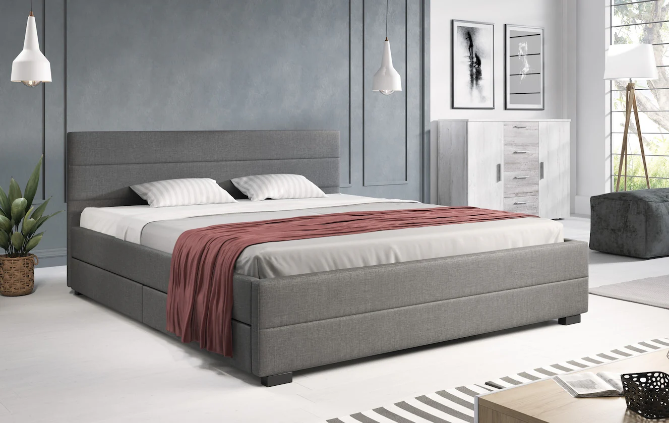 Loox - Tweepersoonsbed met 4 lades - Stof grijs - 180x200 cm - Image 2