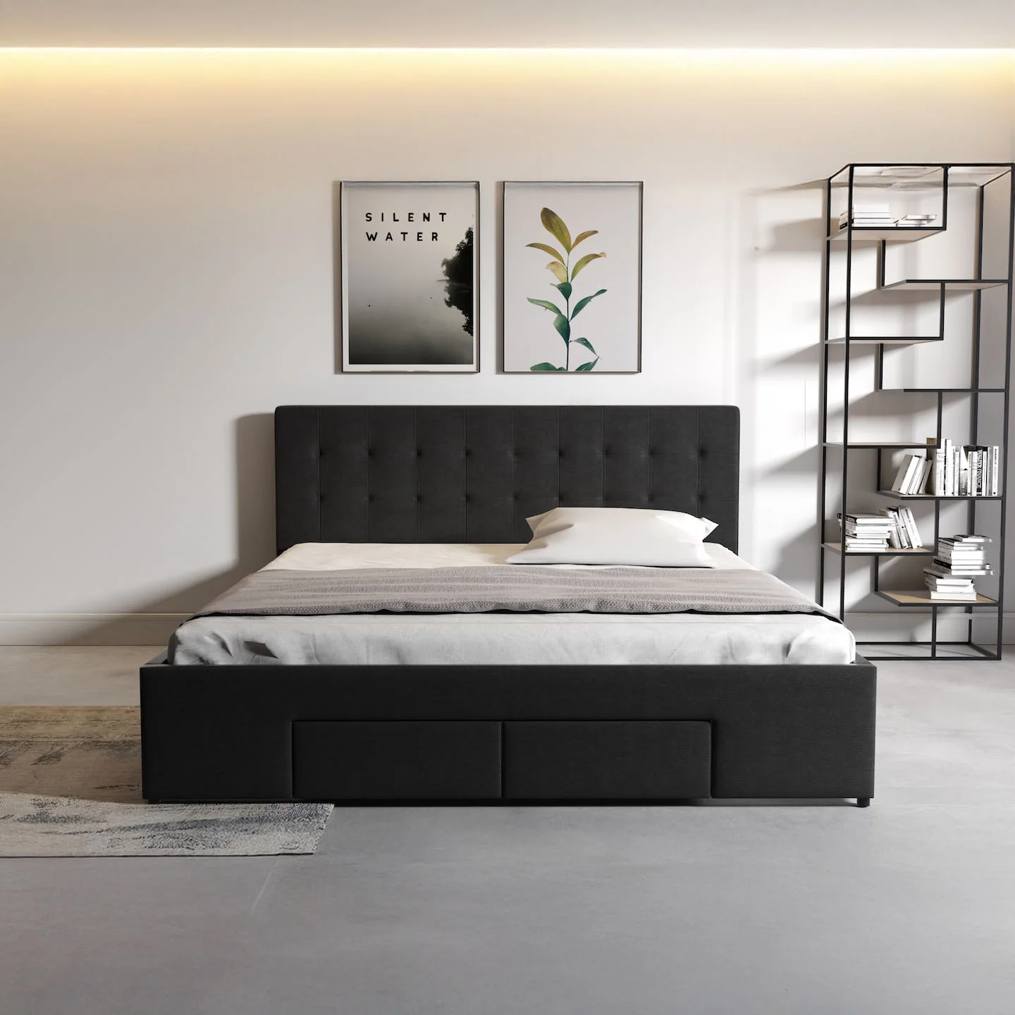 Milo - Tweepersoonsbed met lades - Zwart - 180x200 cm - Image 2