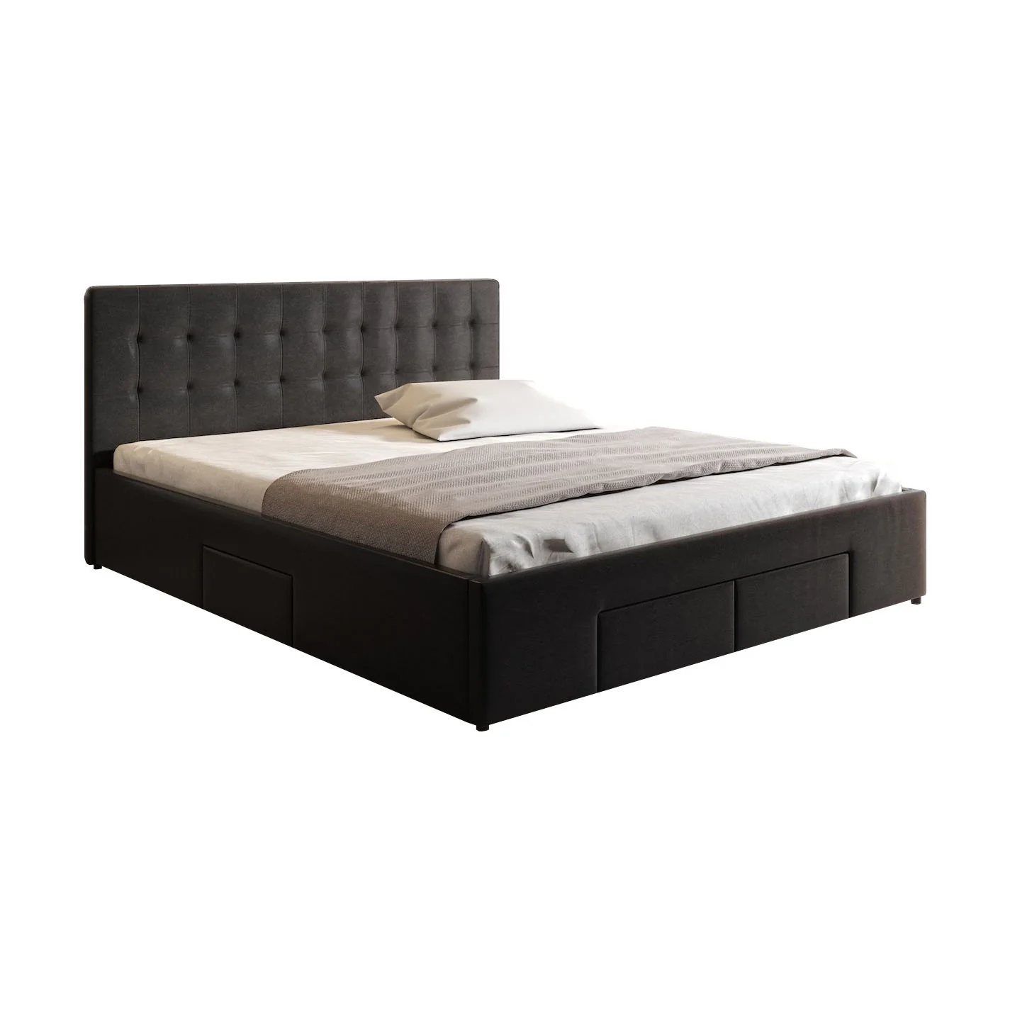 Milo - Tweepersoonsbed met lades - Zwart - 180x200 cm - Image 6