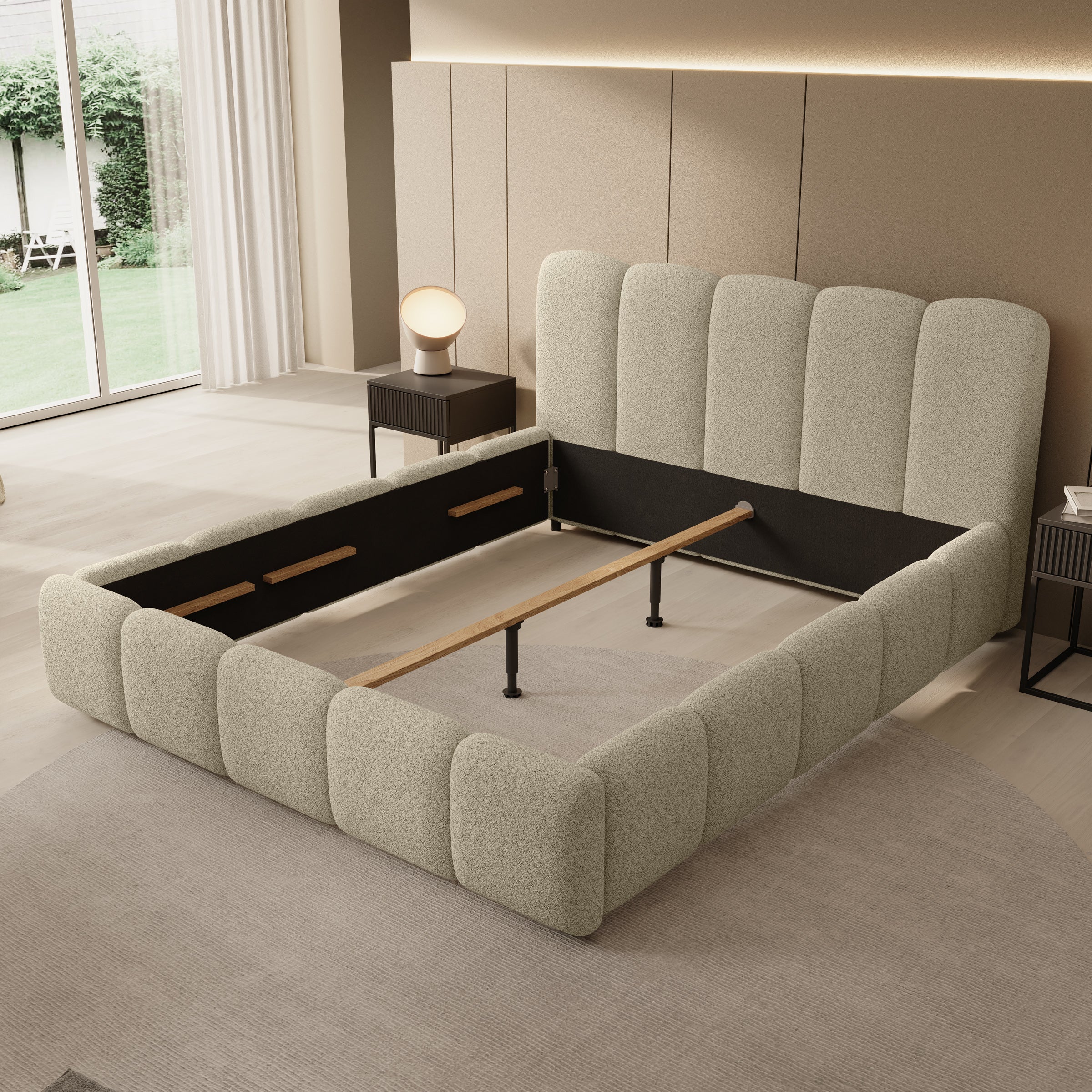 Nolena - Tweepersoonsbed - Beige stof - 160x200 cm - Image 3