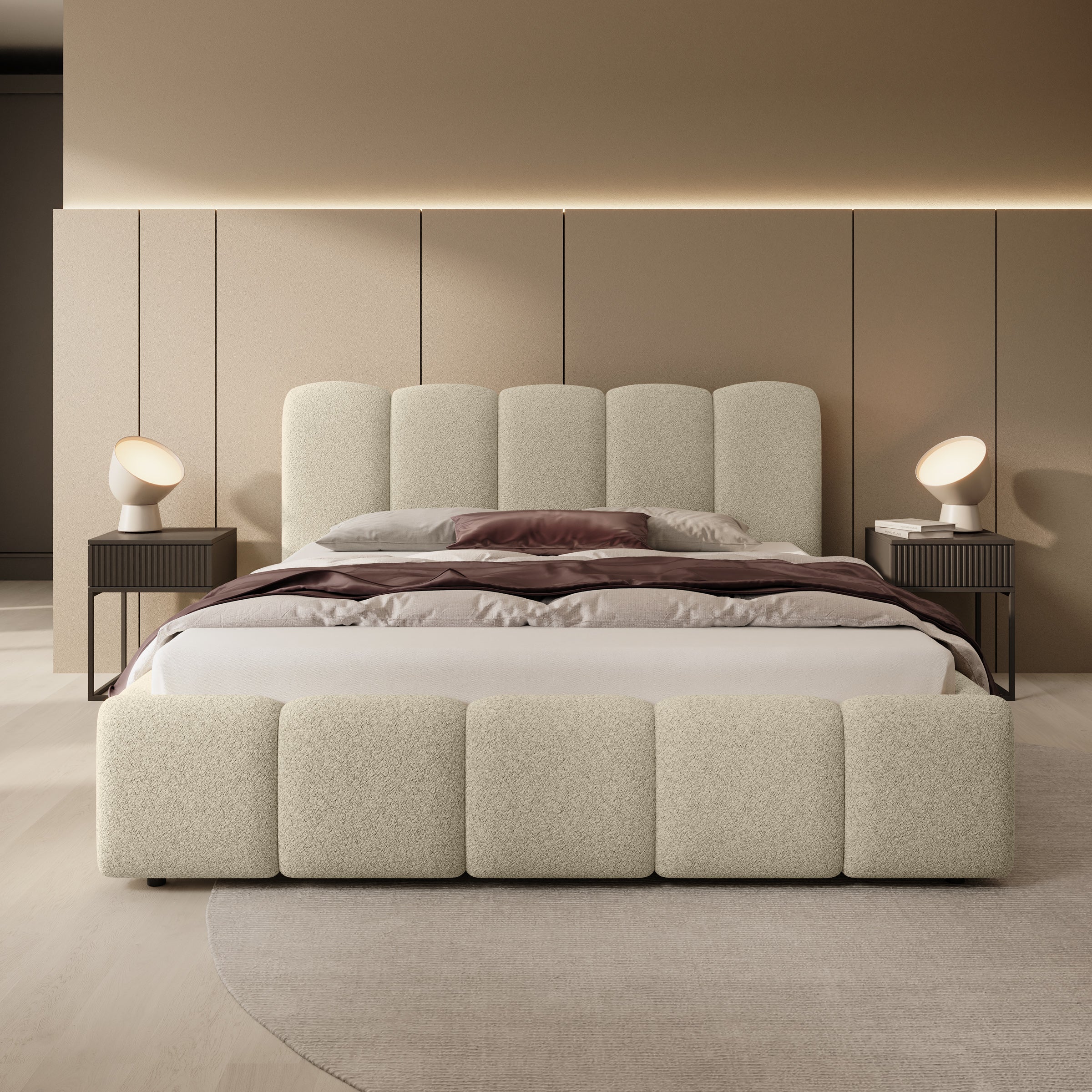 Nolena - Tweepersoonsbed - Beige stof - 160x200 cm - Image 4