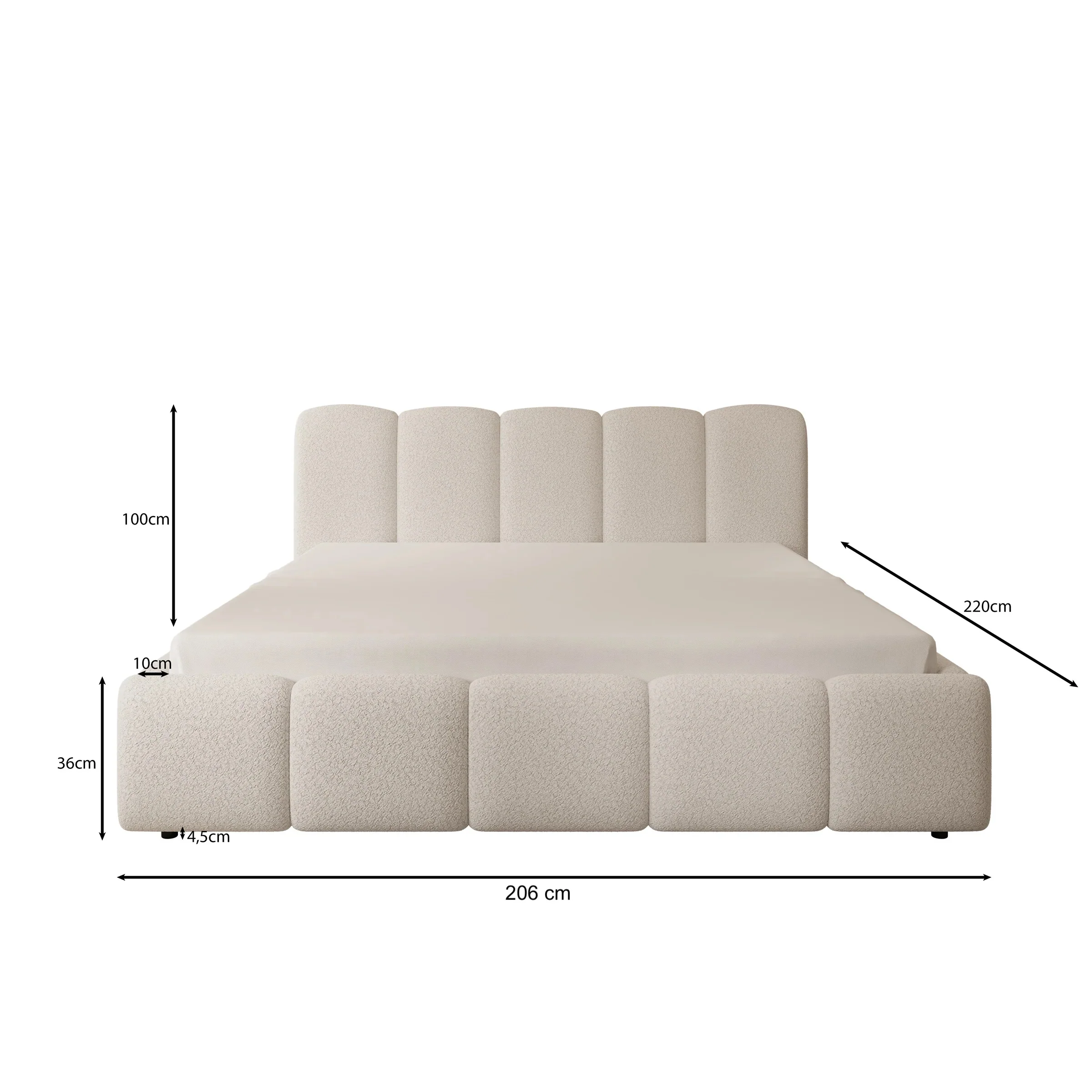 Nolena - Tweepersoonsbed - Beige stof - 180x200 cm - Image 5