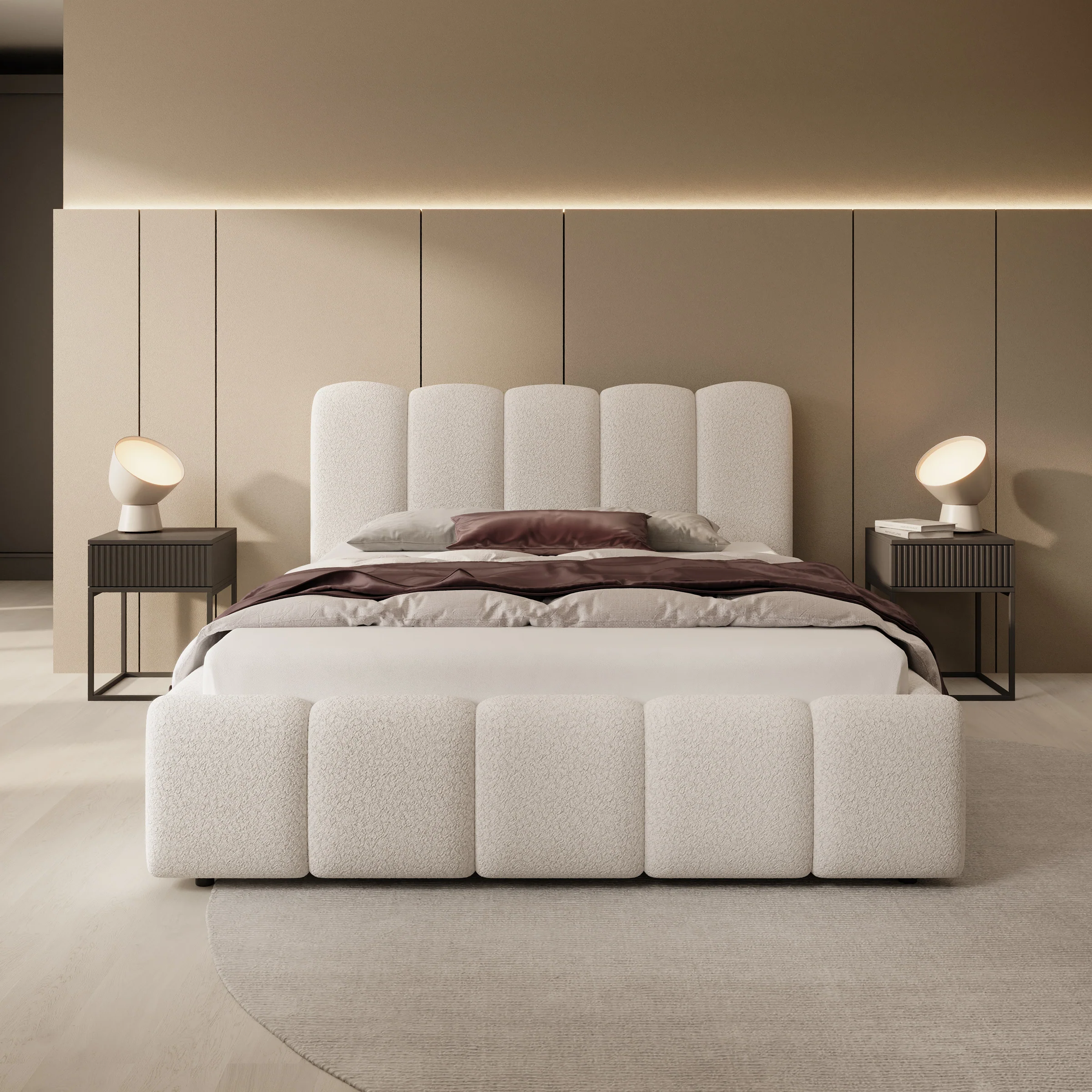 Nolena - Tweepersoonsbed - Beige teddystof - 140x200 cm - Image 4