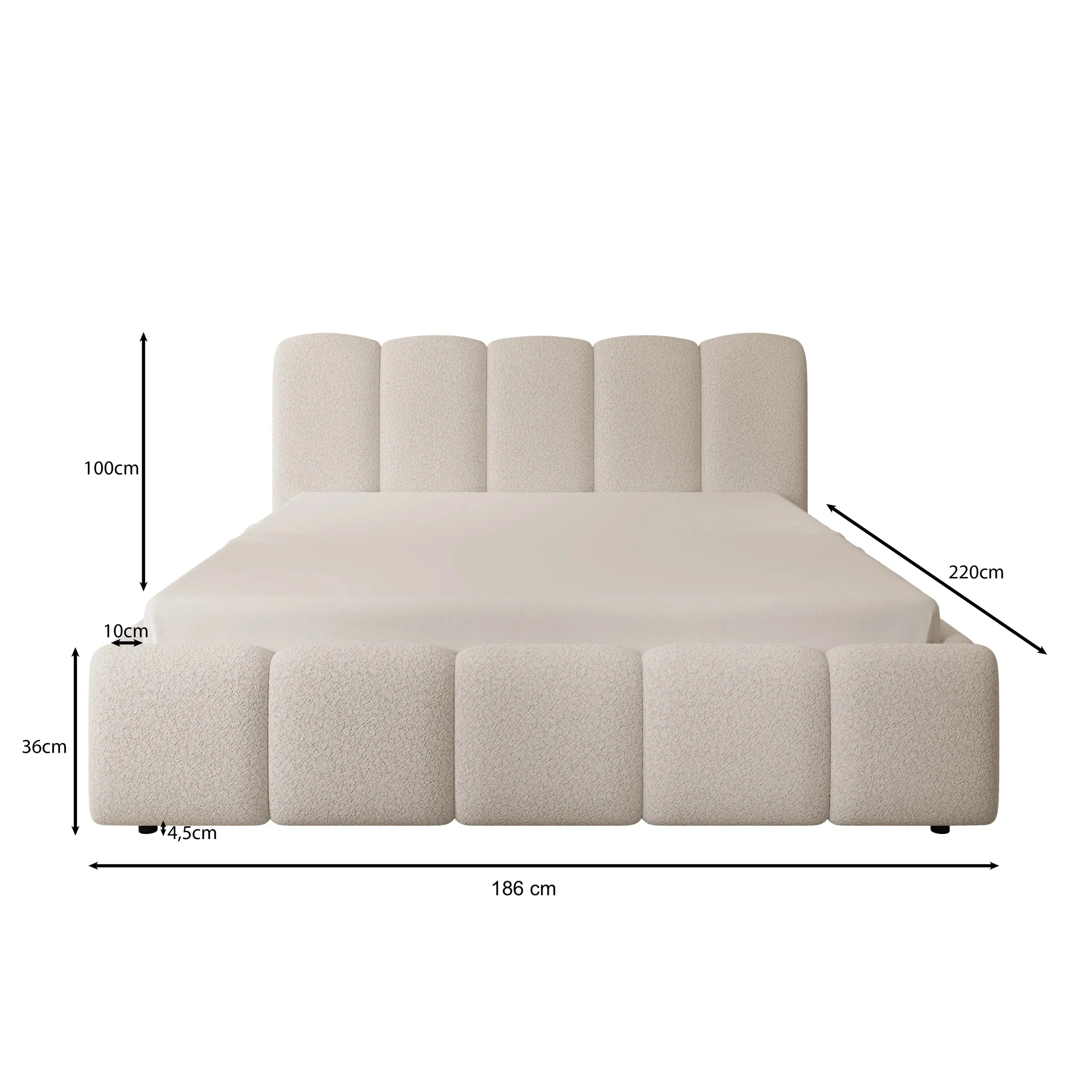 Nolena - Tweepersoonsbed - Beige teddystof - 160x200 cm - Image 5
