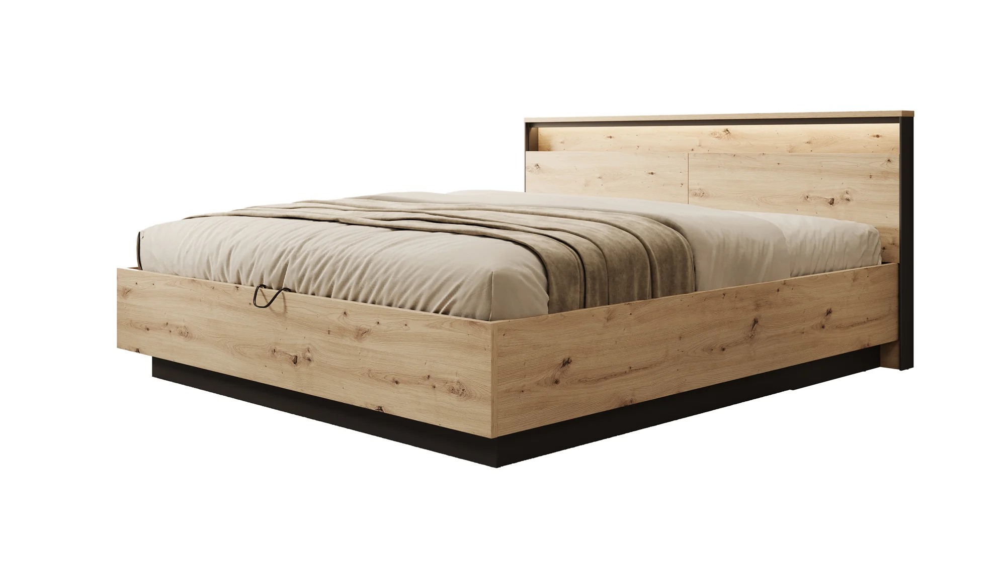 Quarry - Tweepersoonsbed met opbergruimte - Eiken - 180x200 cm - Image 5