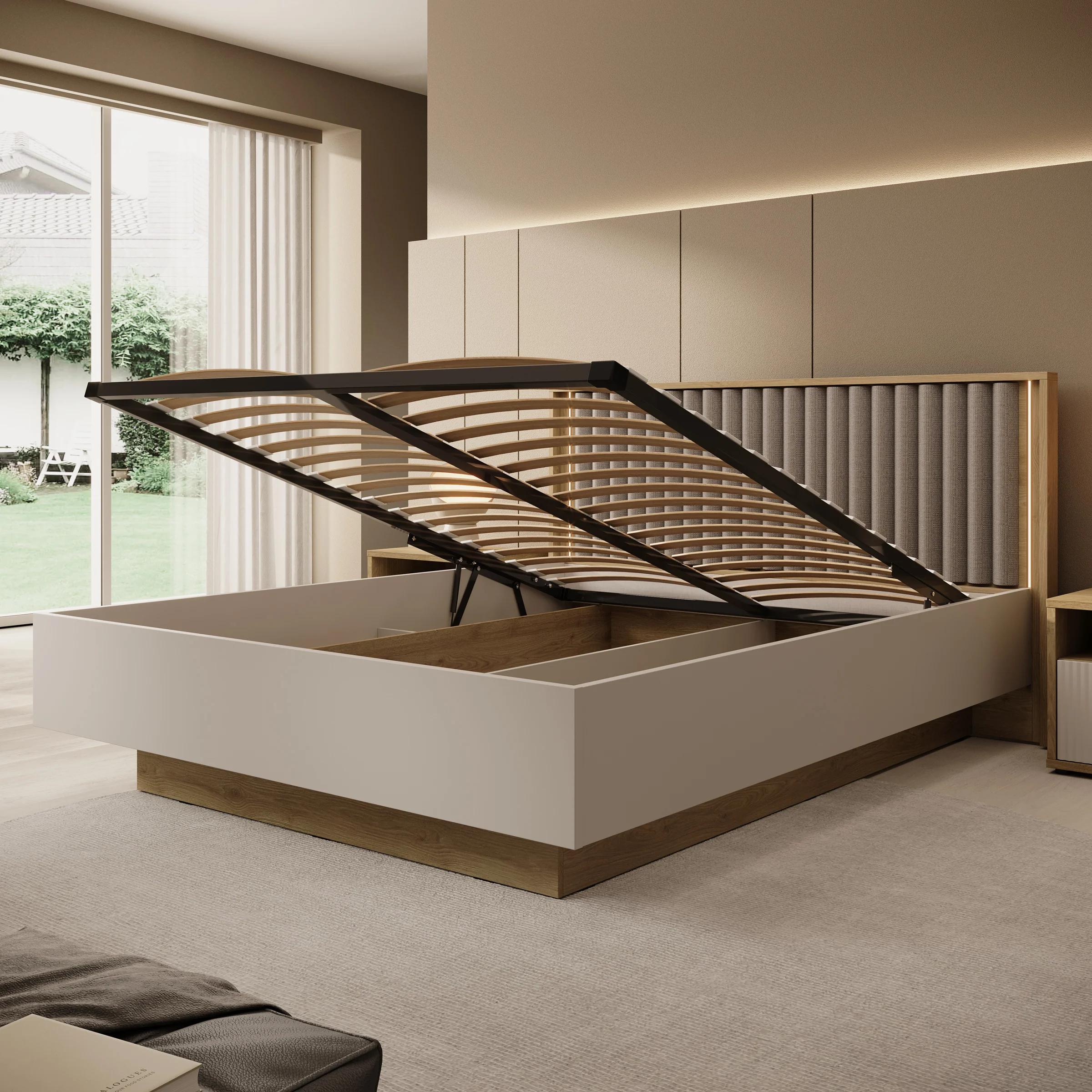 Riggs - Tweepersoonsbed - Beige - 160x200 cm - Image 2