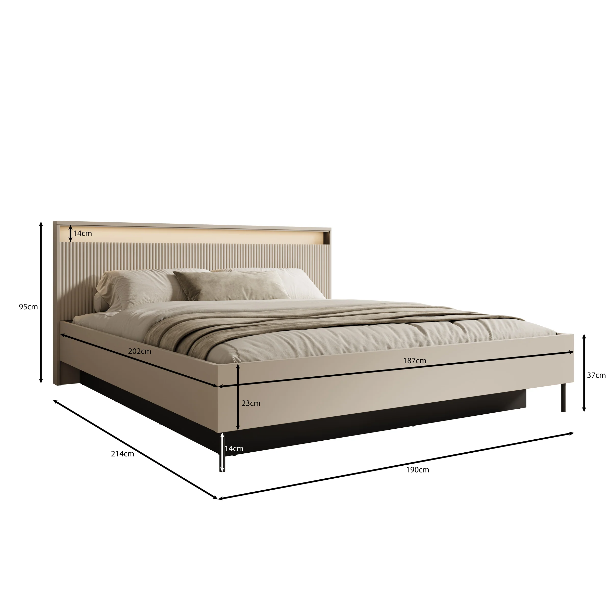 Timoteo - Tweepersoonsbed met opbergruimte - Beige - 180x200 cm - Image 4