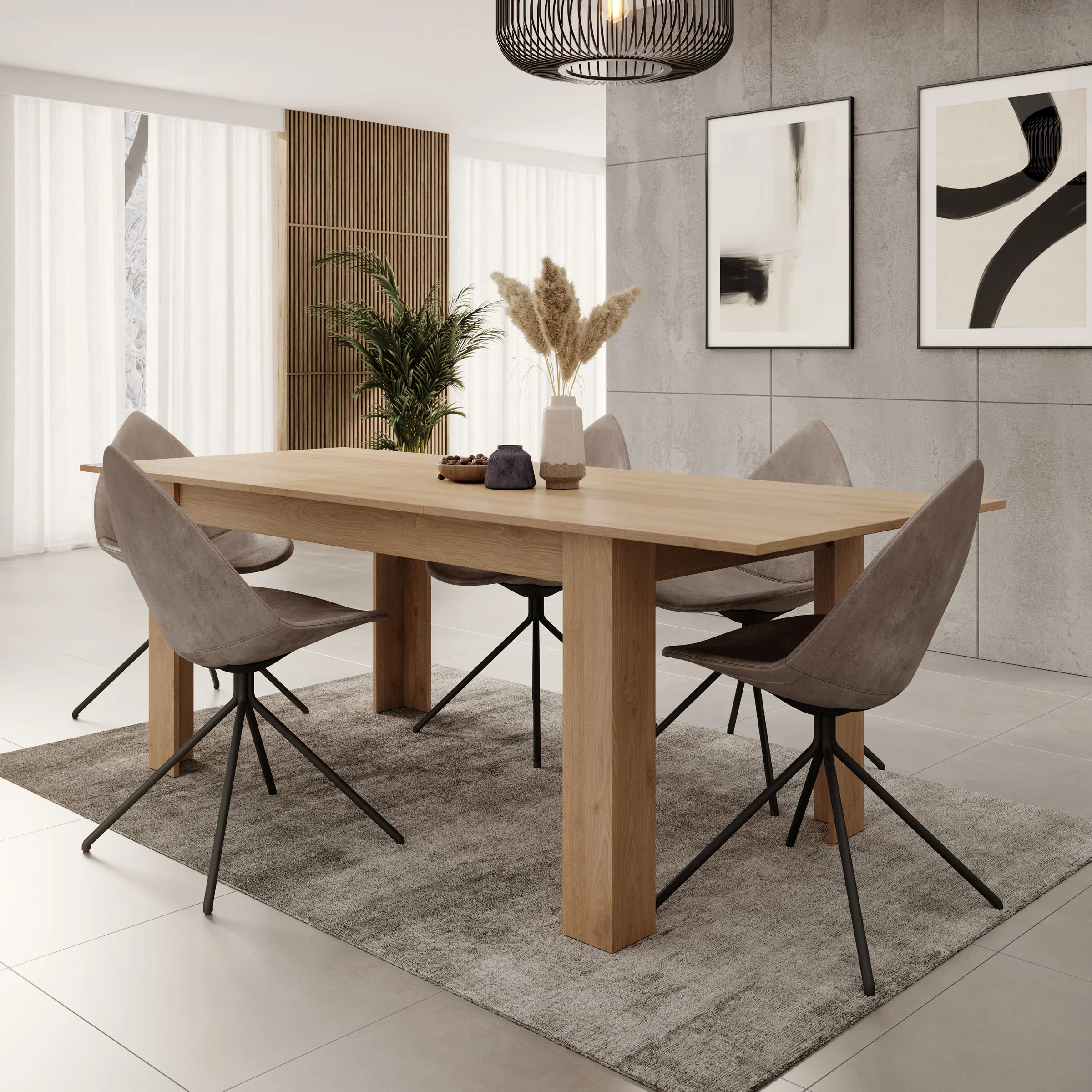 Uverta - Eetkamertafel - Licht eiken - 166x88x75 cm