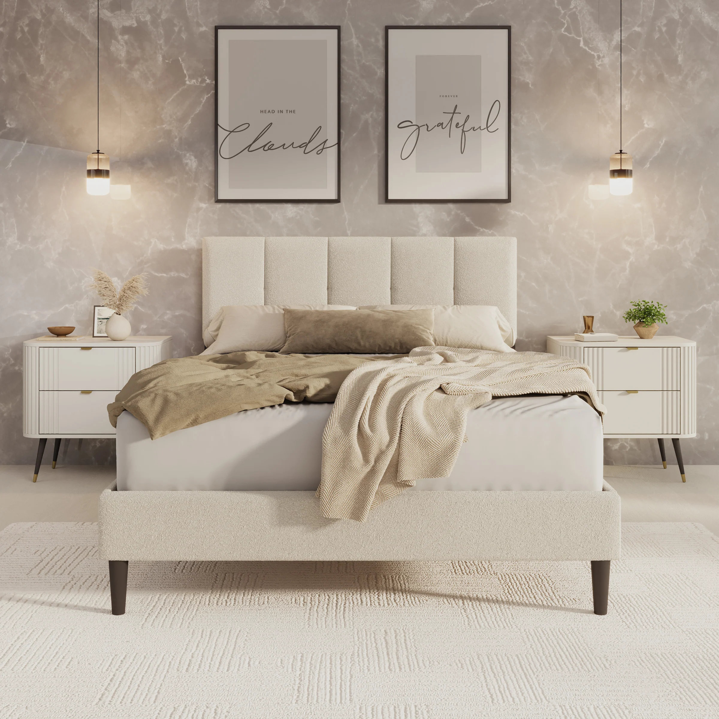 Varell - Tweepersoonsbed - Teddystof beige - 140x200 cm - Image 2