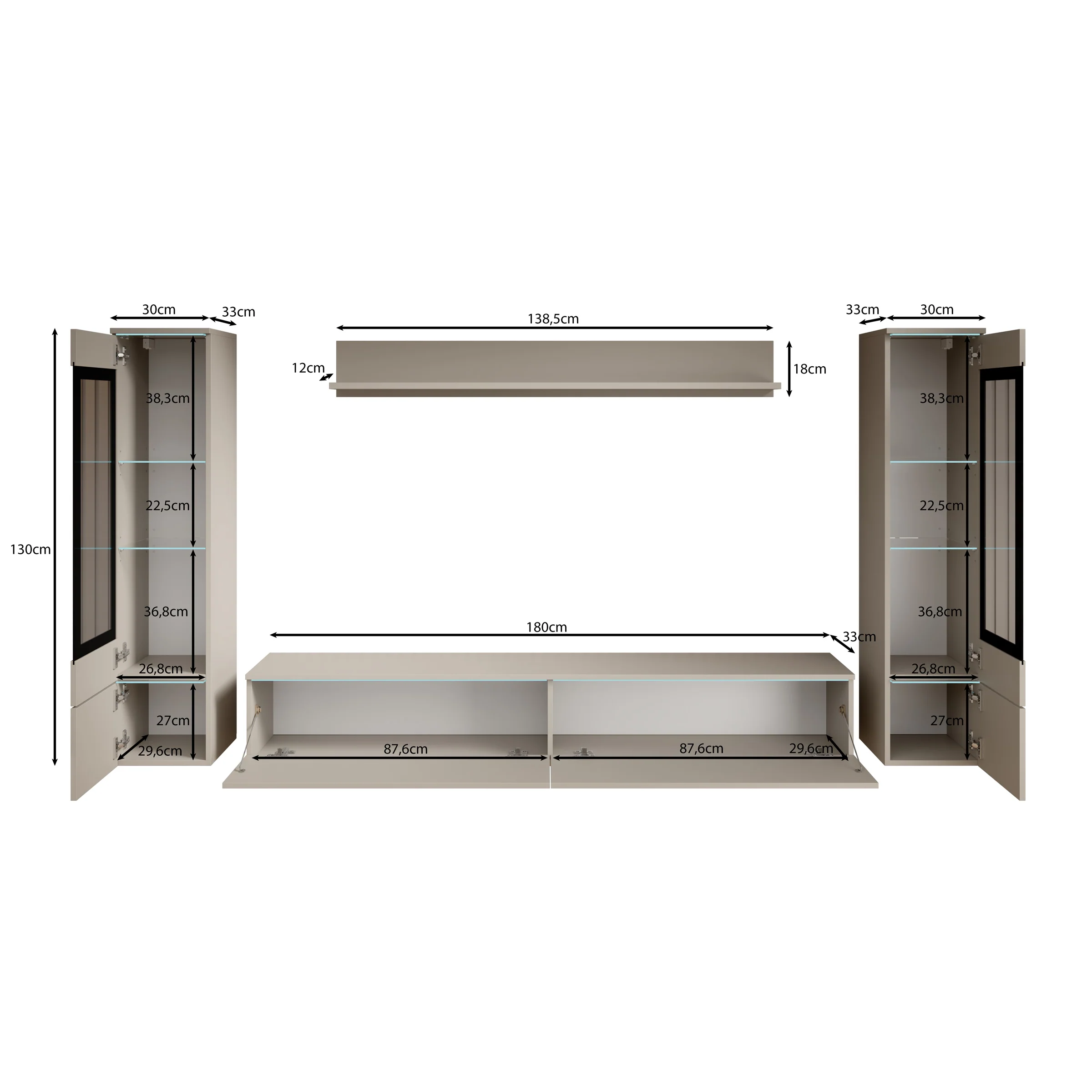 Variety - Wandmeubel - Grijs - 180x33x132 cm - Image 6