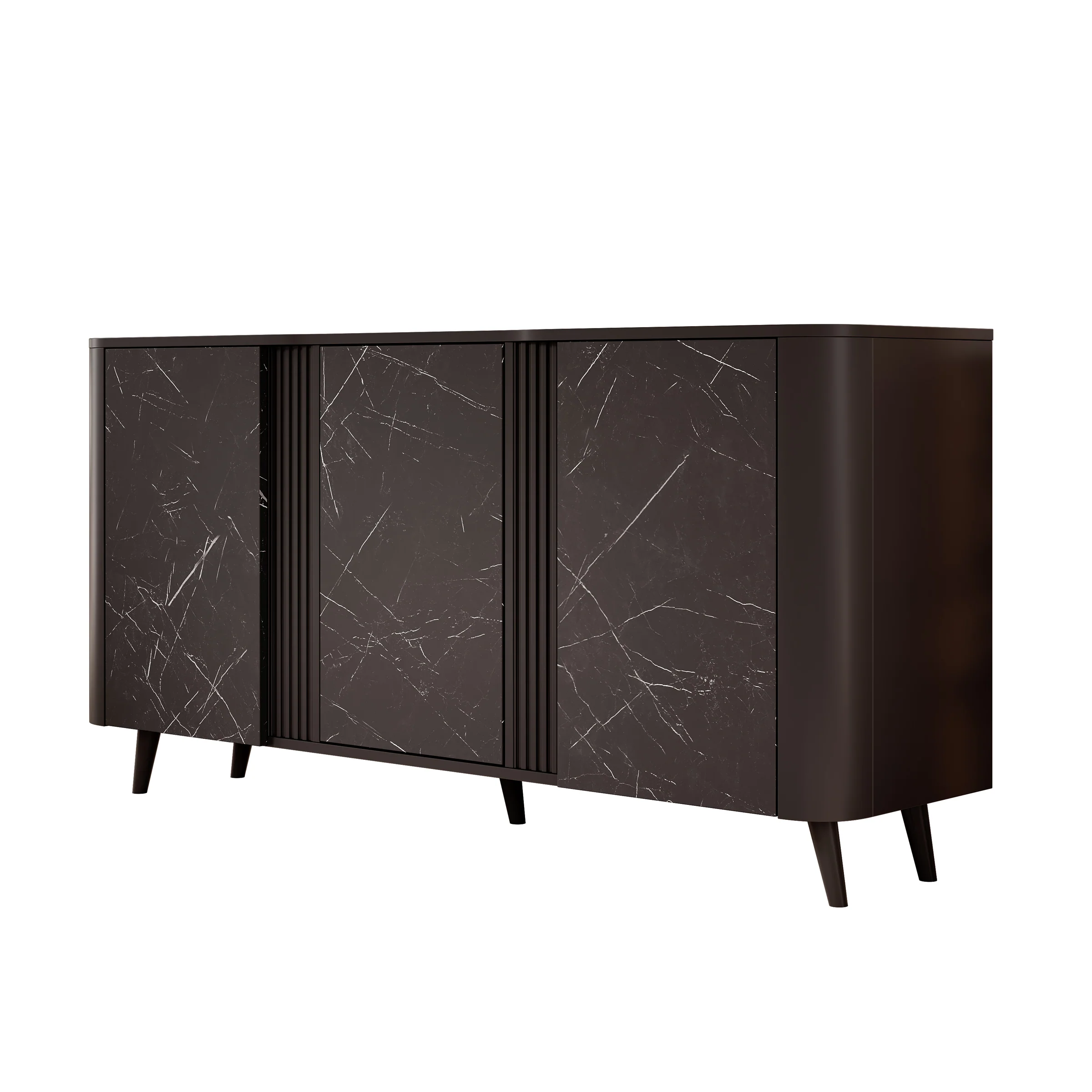 Veda - Dressoir - Zwart/marmerlook - 151x39x76 cm - Image 6