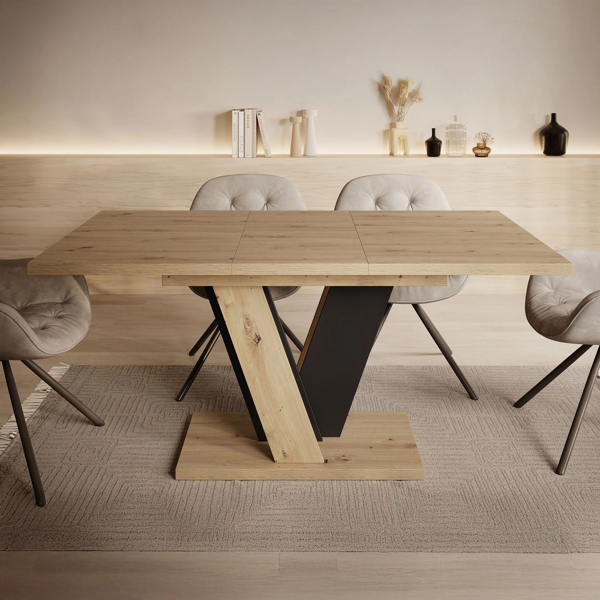 Velluto - Eetkamertafel - Eiken/zwart - 120x90x75 cm - Image 4