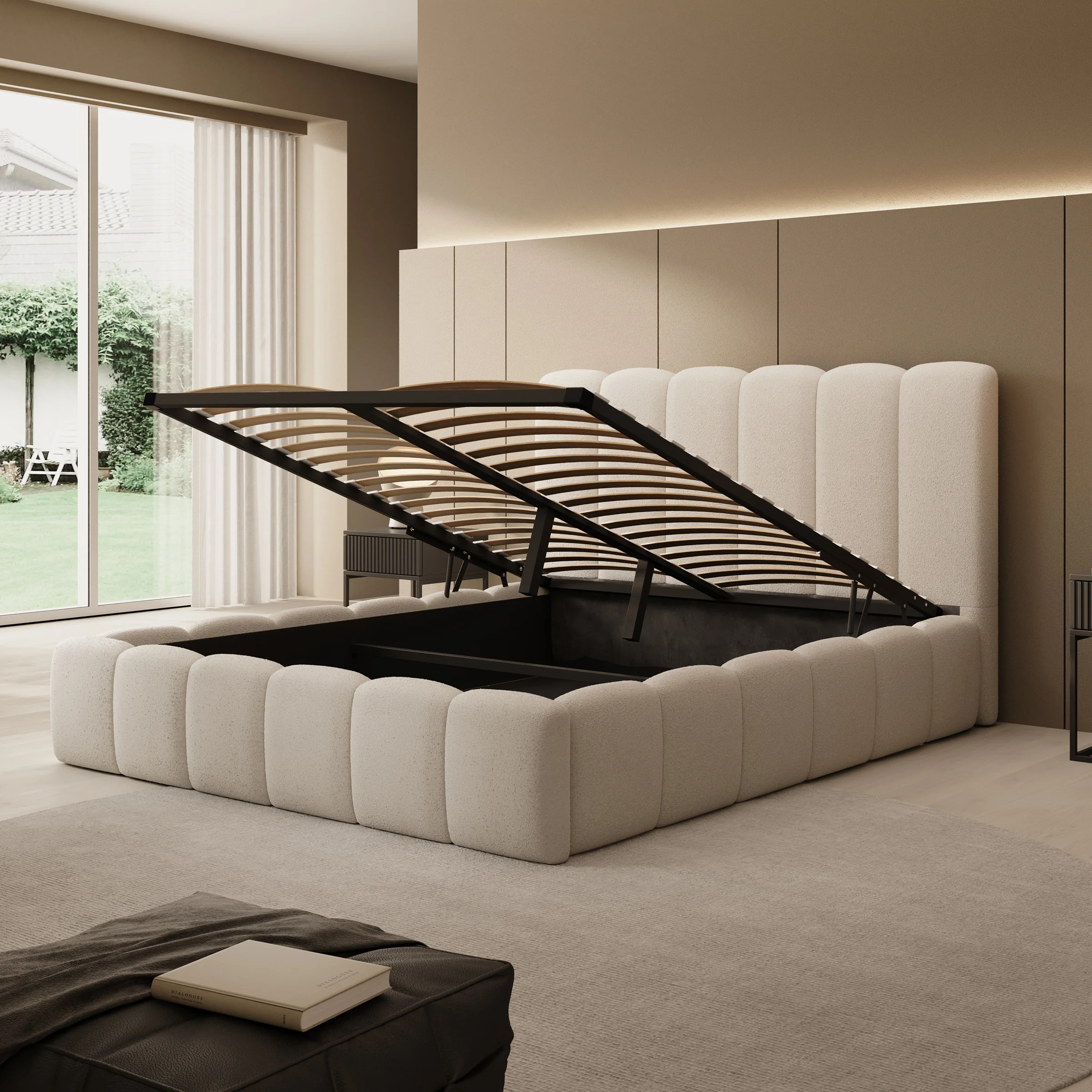 Vesna - Tweepersoonsbed - Teddystof beige - 160x200 cm - Image 2