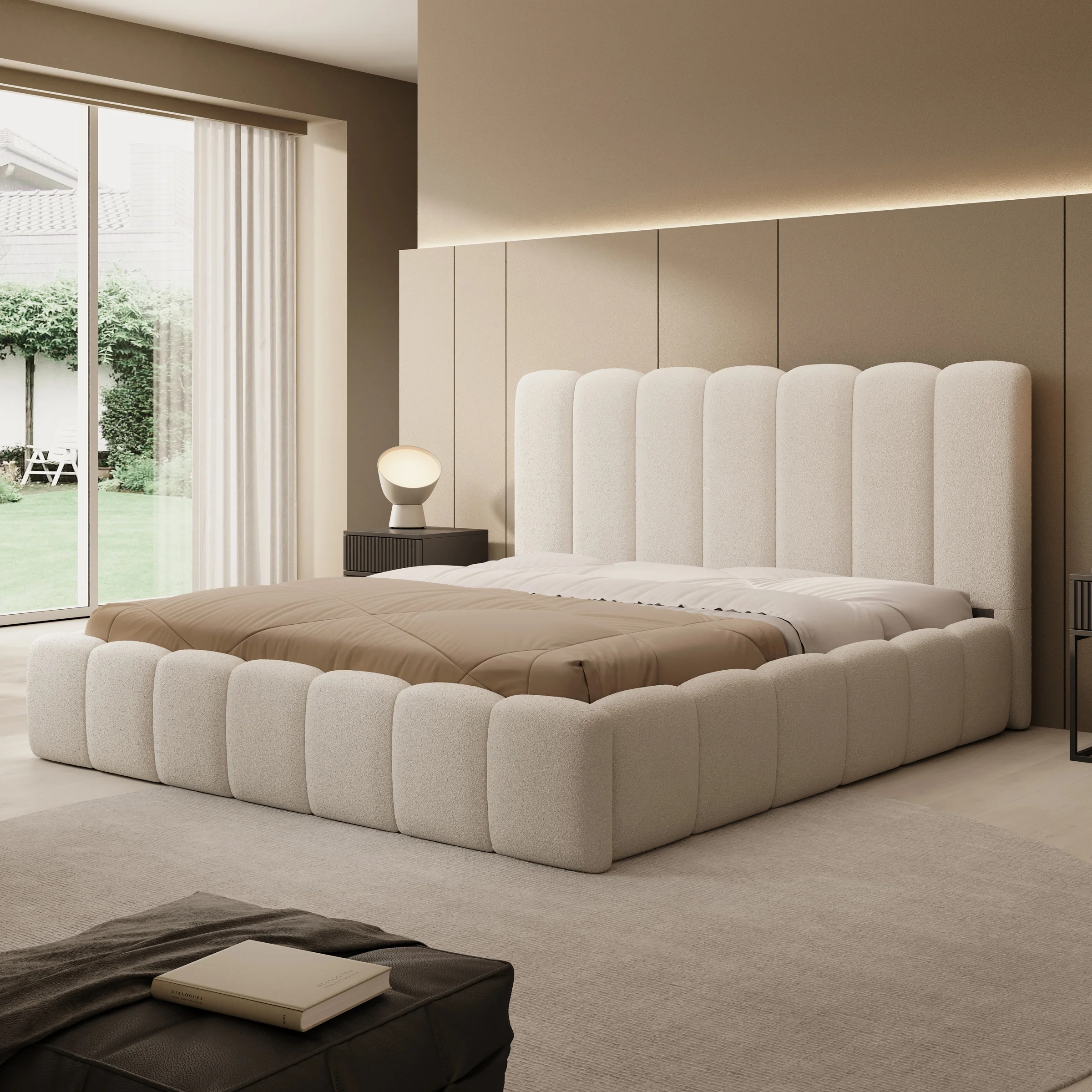 Vesna - Tweepersoonsbed - Teddystof beige - 180x200 cm