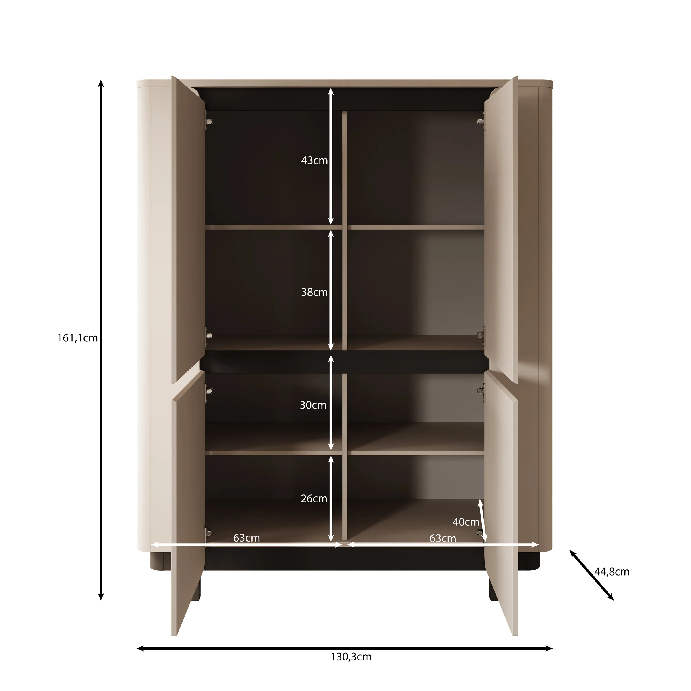 Vexon - Dressoir - Beige/Zwart - 130x45x161 cm - Image 6
