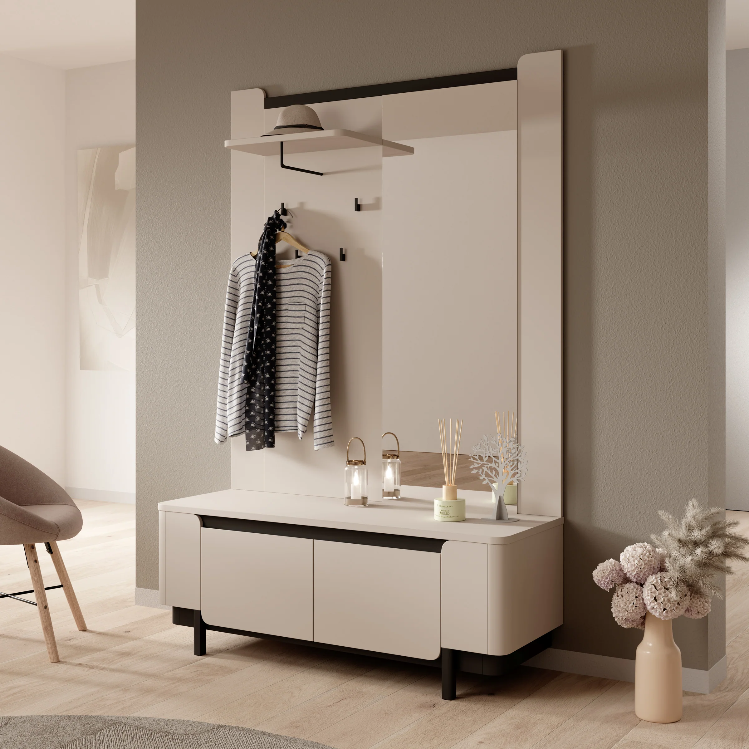 Vexon - Kapstok - Beige/Zwart - 130x45x196 cm