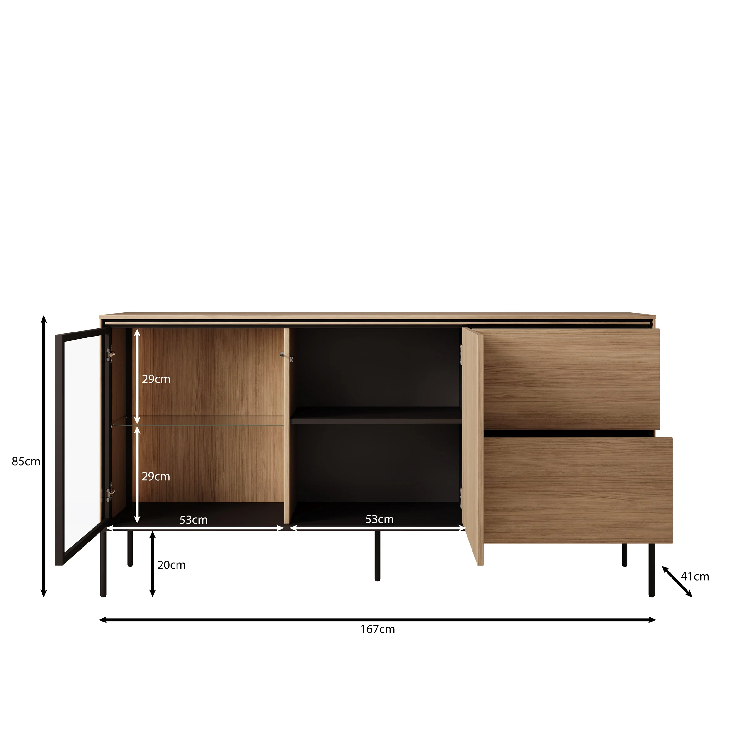 Vicious - Dressoir met LED - Eiken - 167x41x85 cm - Image 5