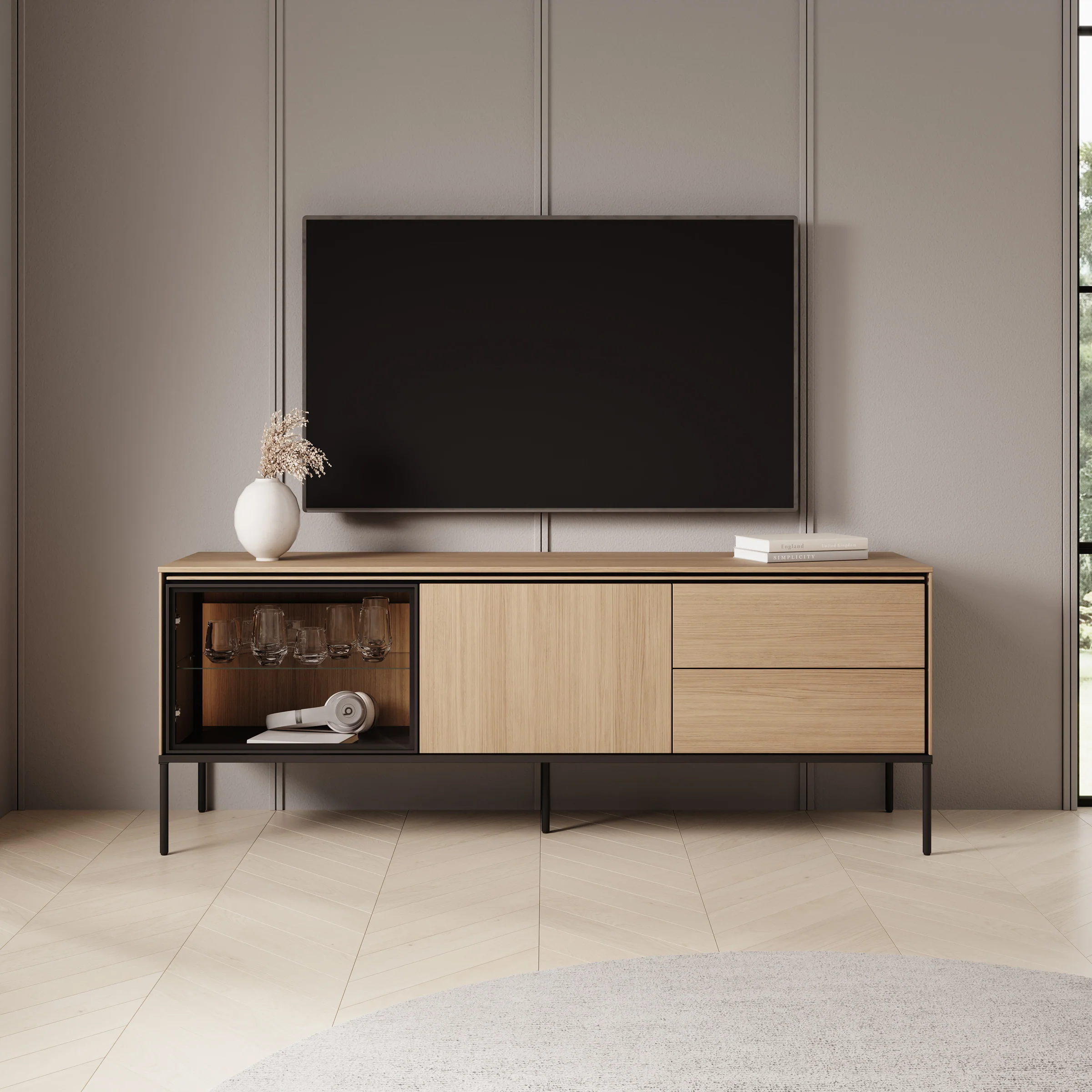 Vicious - TV-Meubel met LED - Eiken - 167x41x62 cm - Image 3