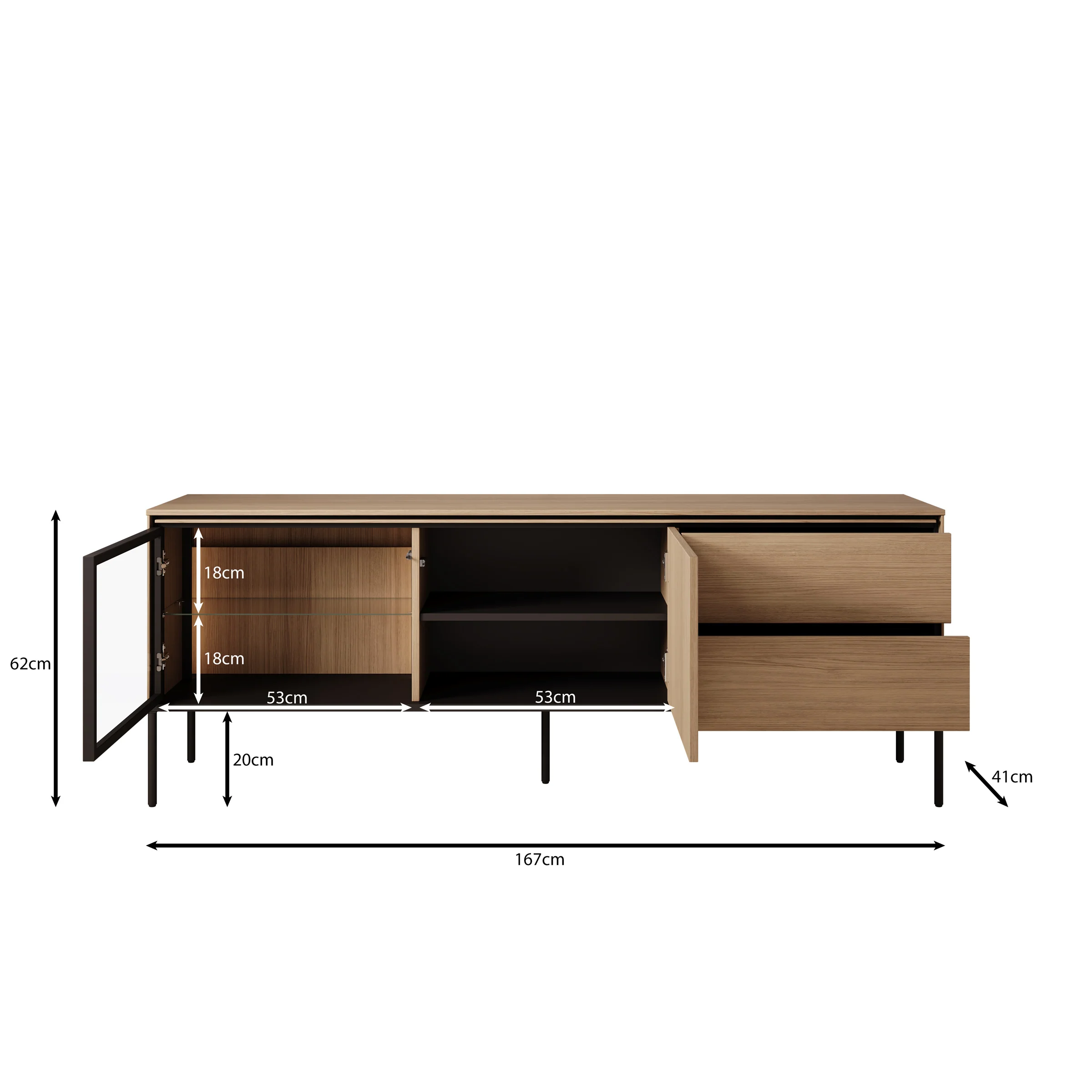Vicious - TV-Meubel met LED - Eiken - 167x41x62 cm - Image 5