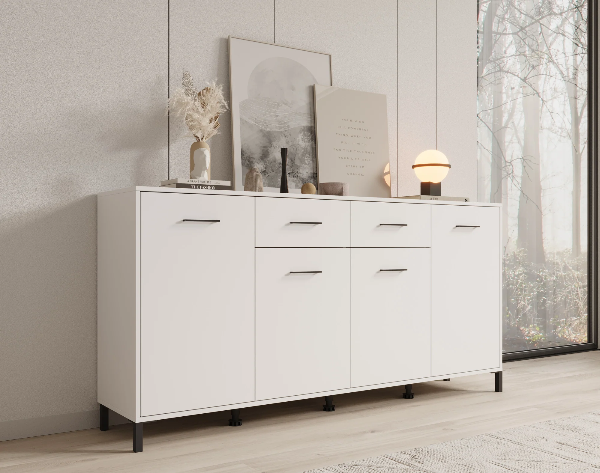 Vidor - Dressoir - Wit - 183x40x90 cm