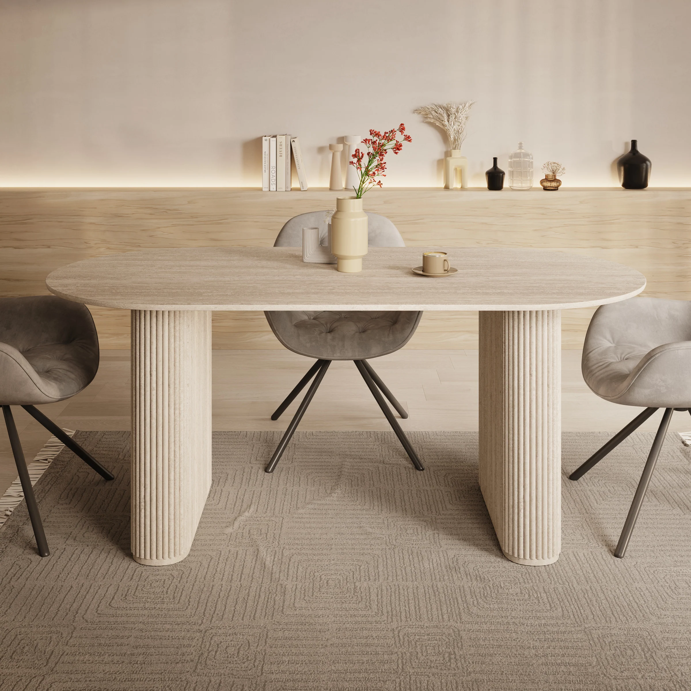 Viento - Eetkamertafel - Travertin - 180x90x76 cm - Image 2