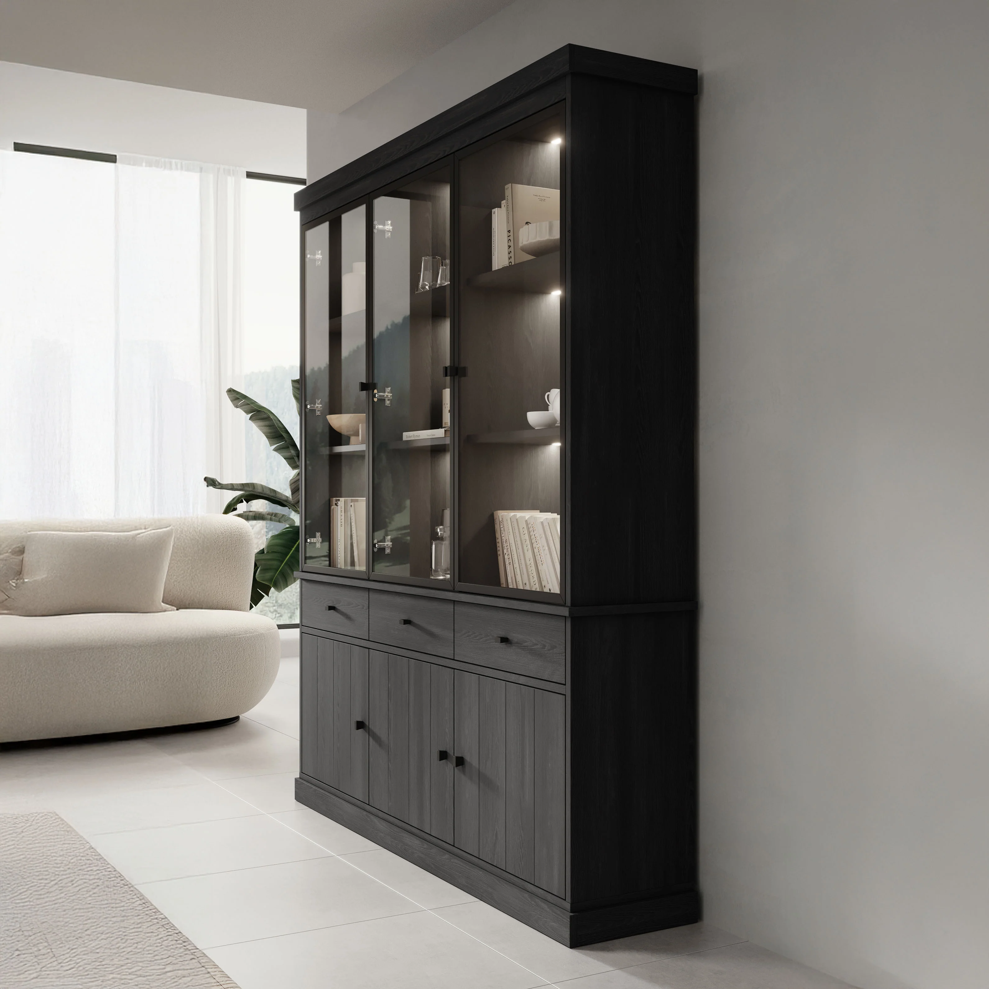 Vince 2 - Buffetkast - Zwart - 182x40x220 cm - Image 4
