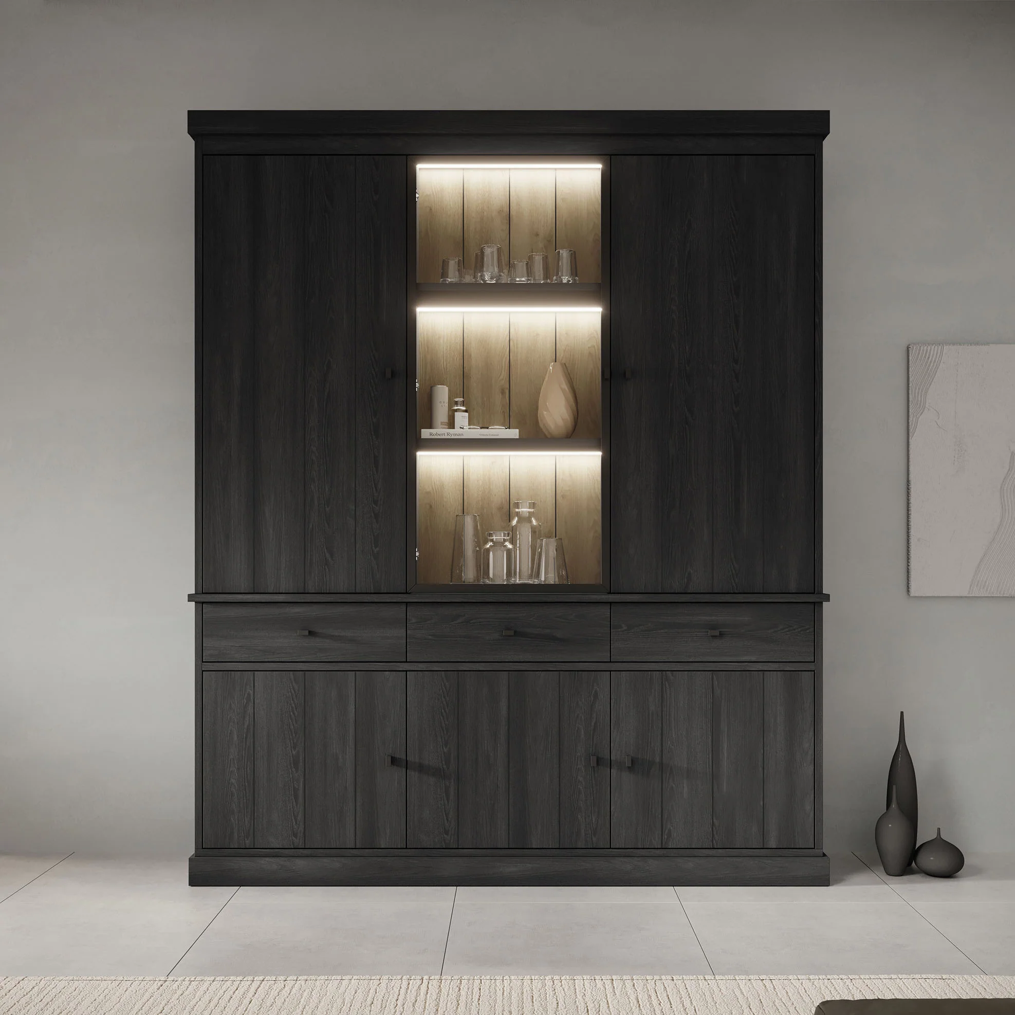 Vince 3 - Buffetkast - Zwart - 182x40x220 cm - Image 3