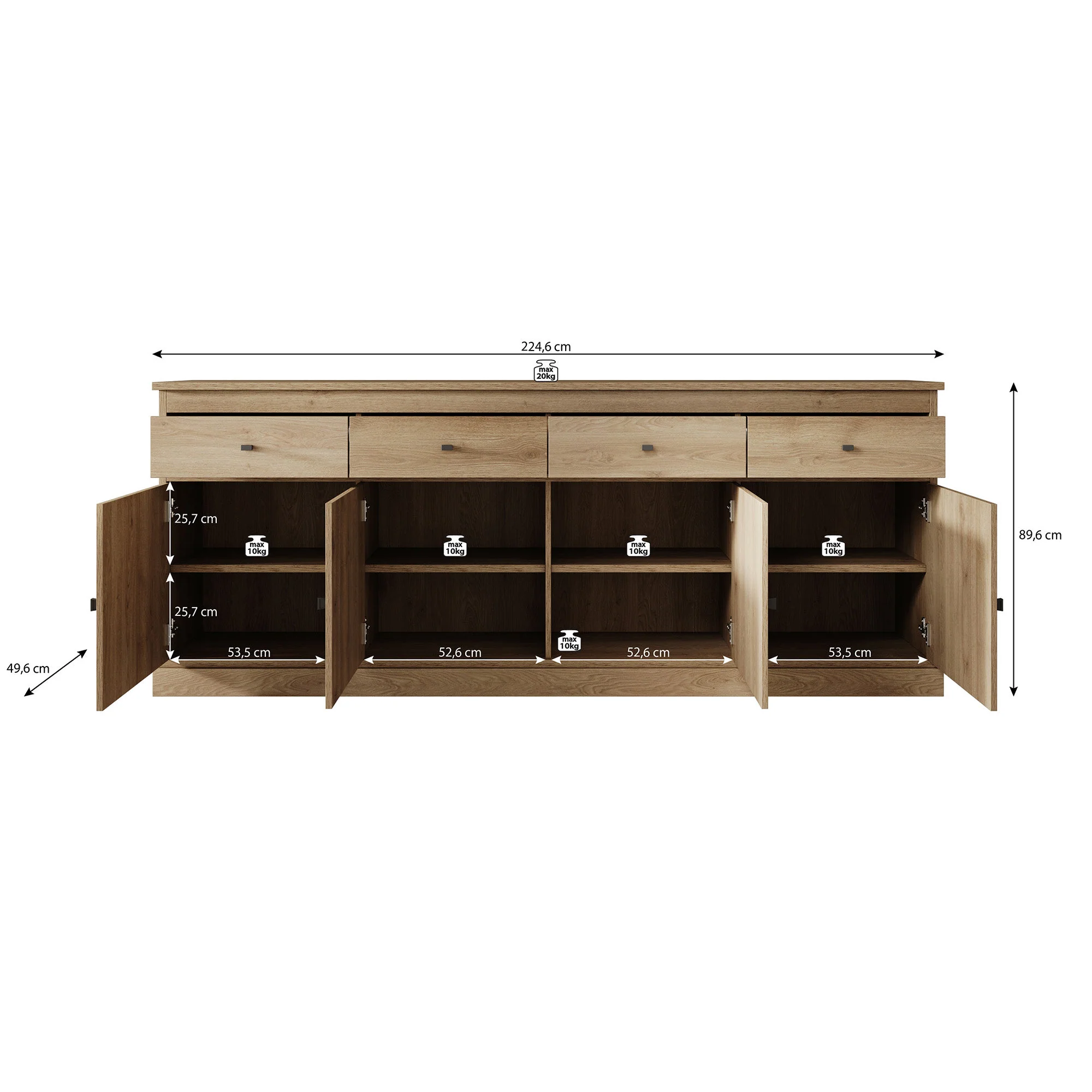 Vince - Dressoir - Eiken - 225x50x90 cm - Image 5