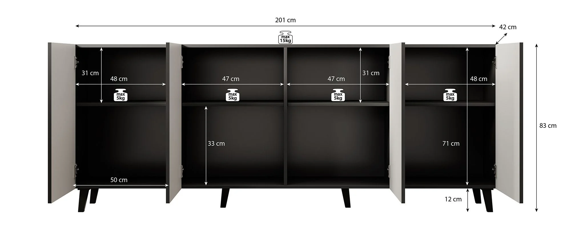 Vintar - Dressoir - Eiken - 201x42x83 cm - Image 5
