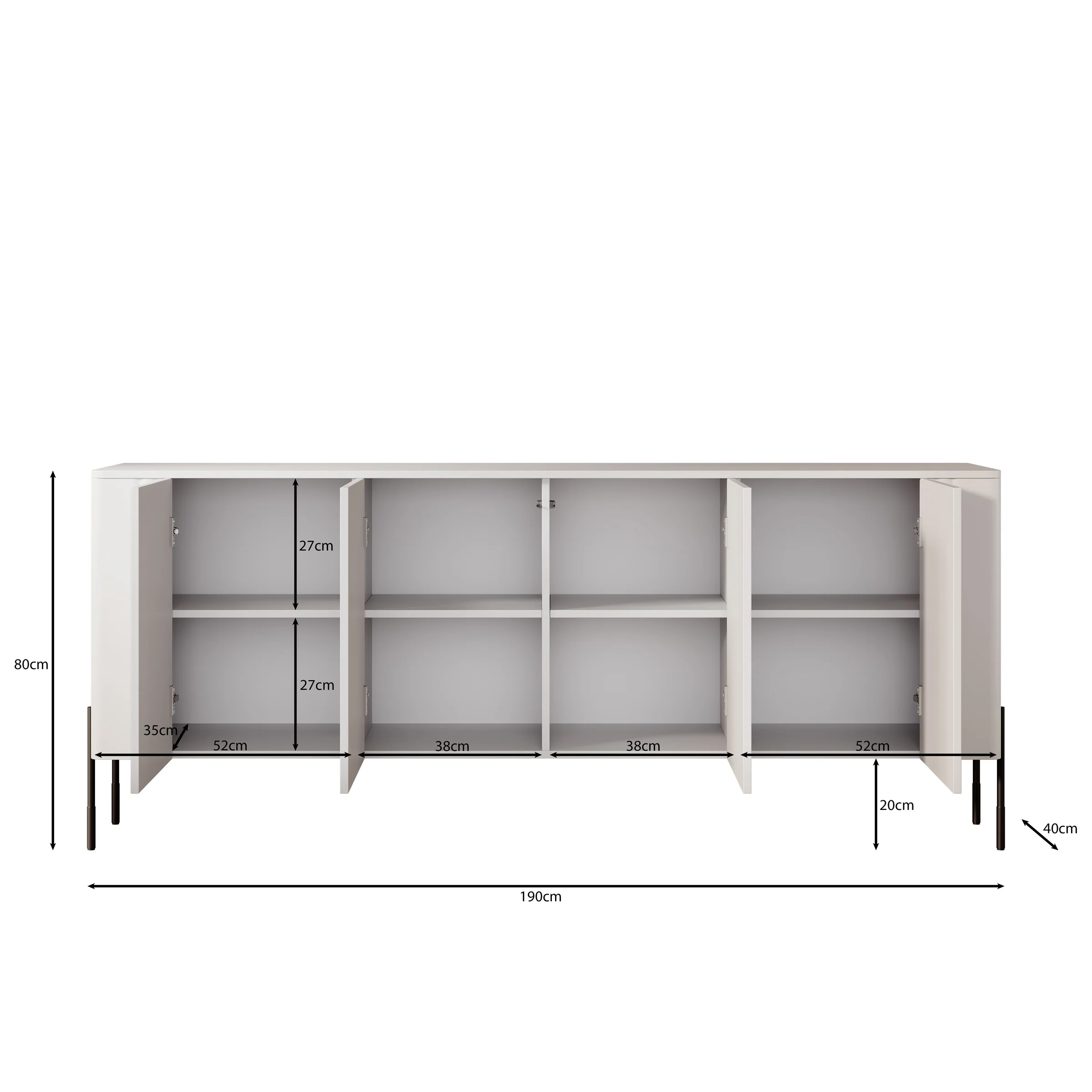 Vivi - Dressoir - Zwart - 190x40x80 cm - Image 5
