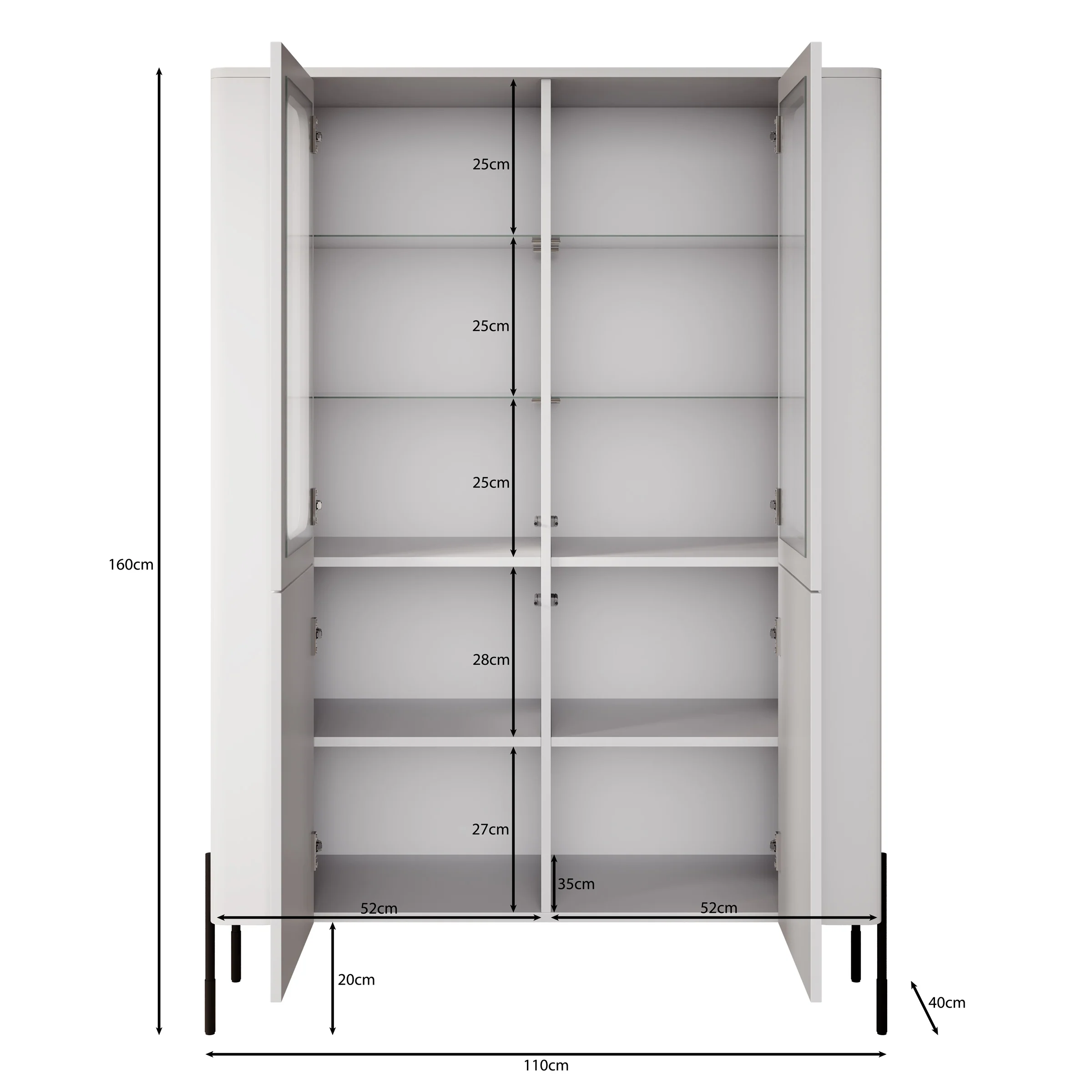 Vivi - Vitrinekast - Zwart - 110x40x160 cm - Image 5