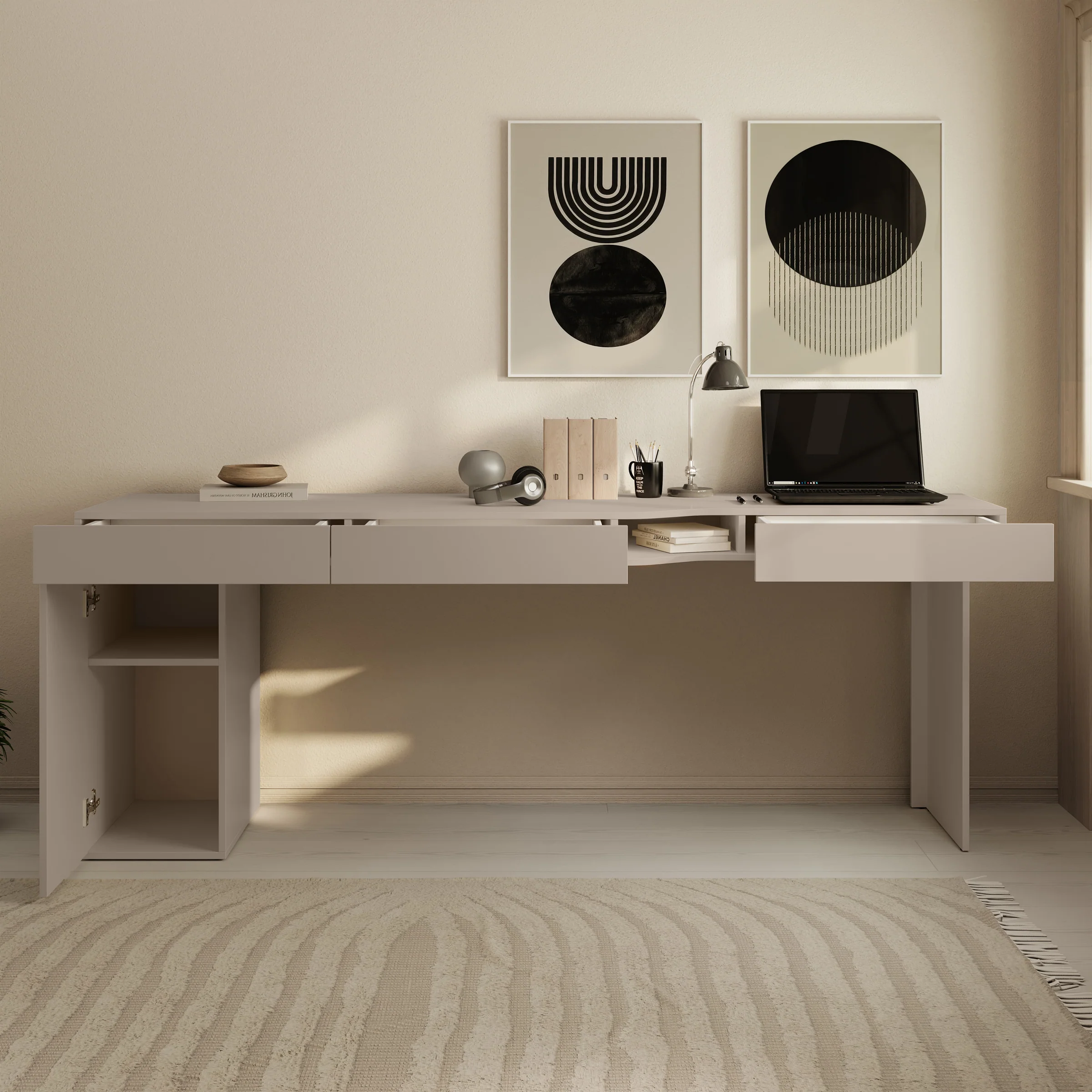 Whenua 2 - Bureau links - Beige - 211x55x79 cm - Image 2