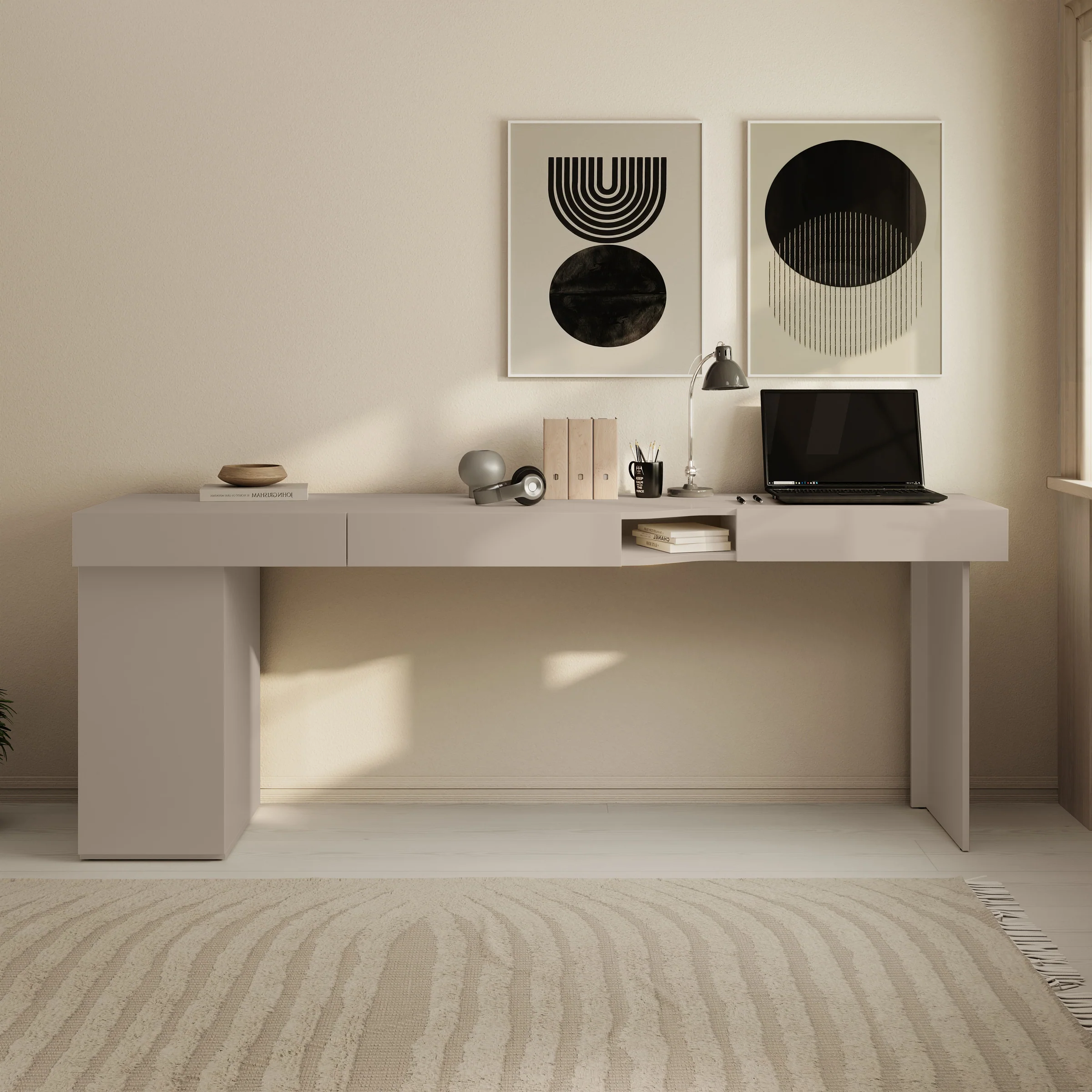 Whenua 2 - Bureau links - Beige - 211x55x79 cm - Image 3