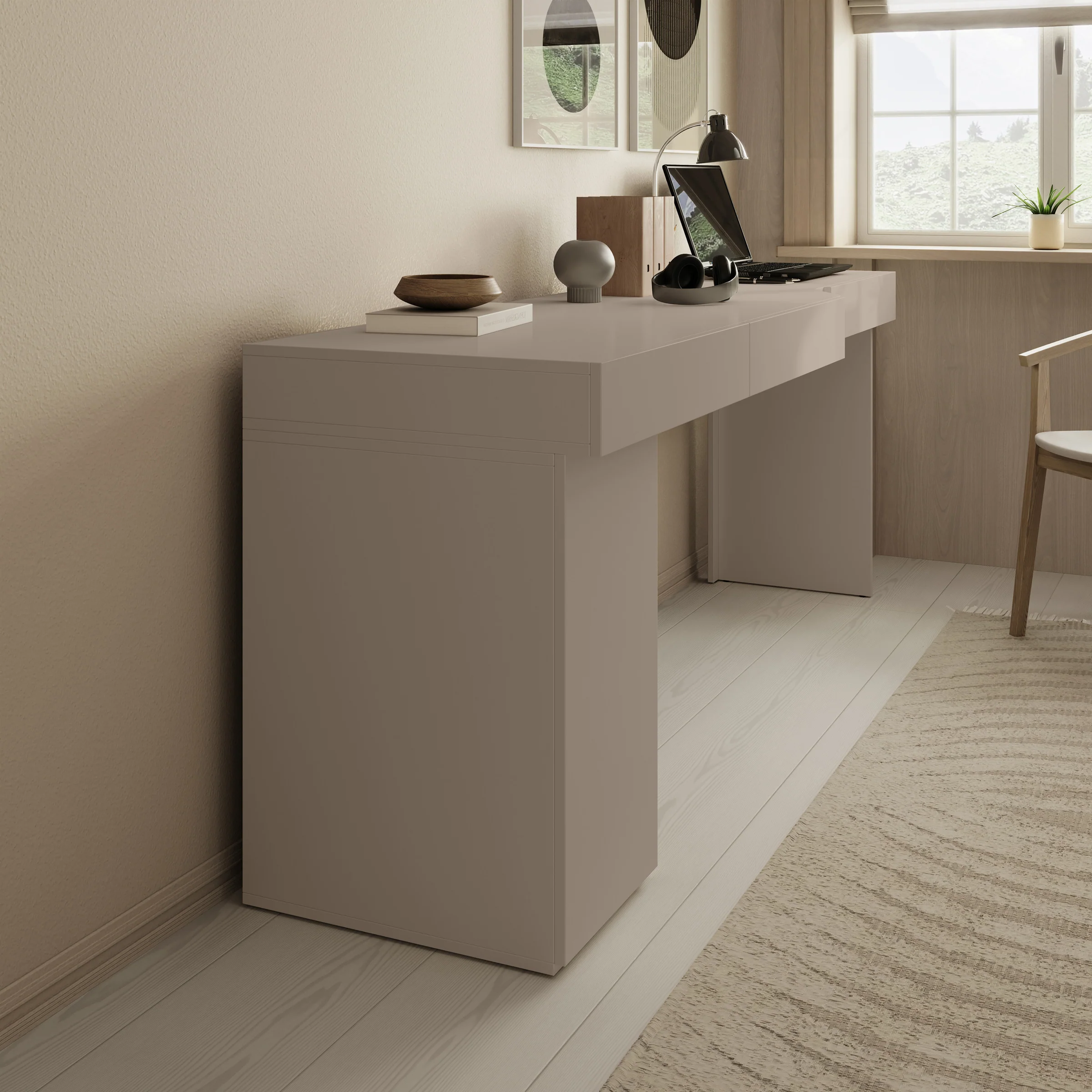 Whenua 2 - Bureau links - Beige - 211x55x79 cm - Image 4