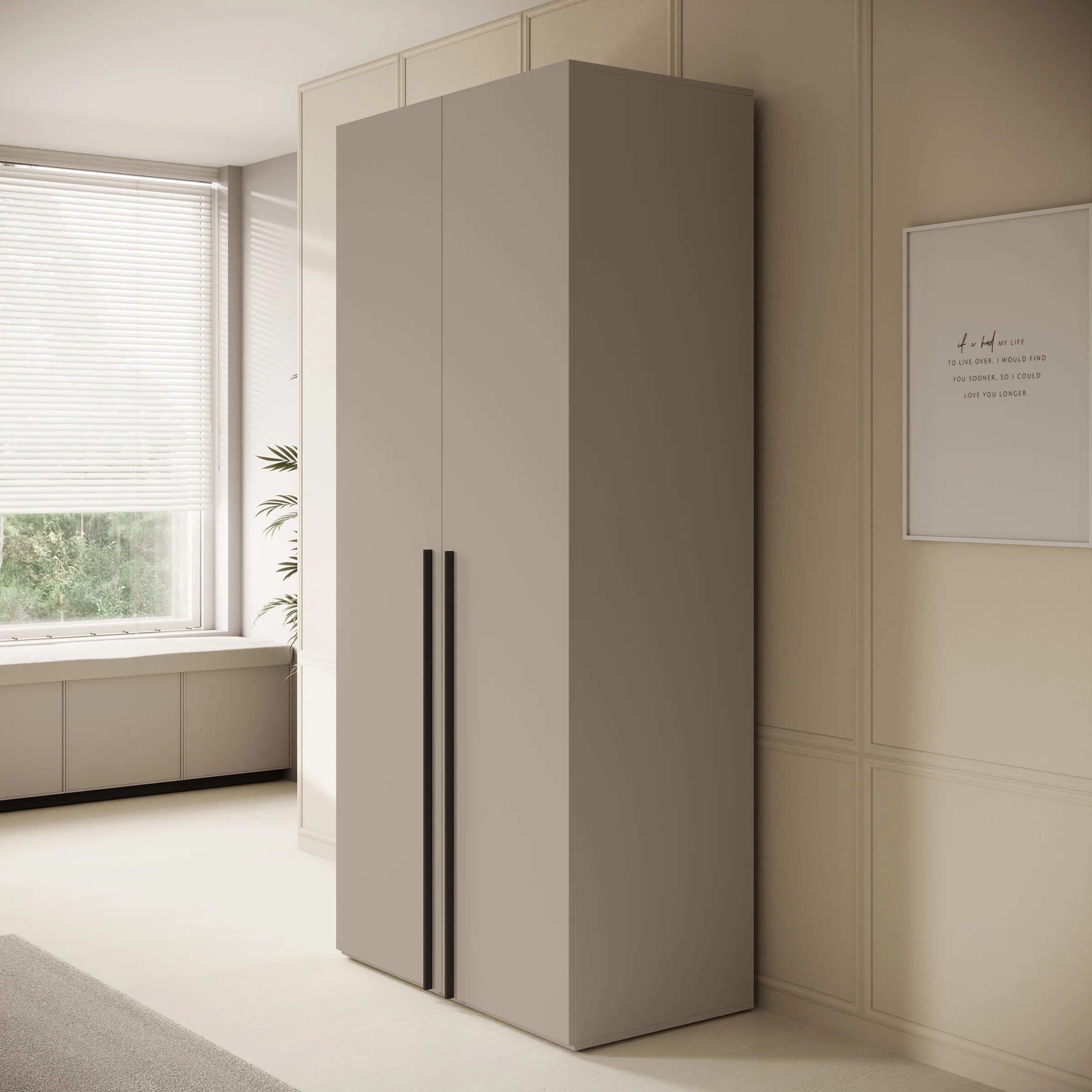 Whenua - Kledingkast met 2 deuren - Beige - 100x55x216 cm - Image 4