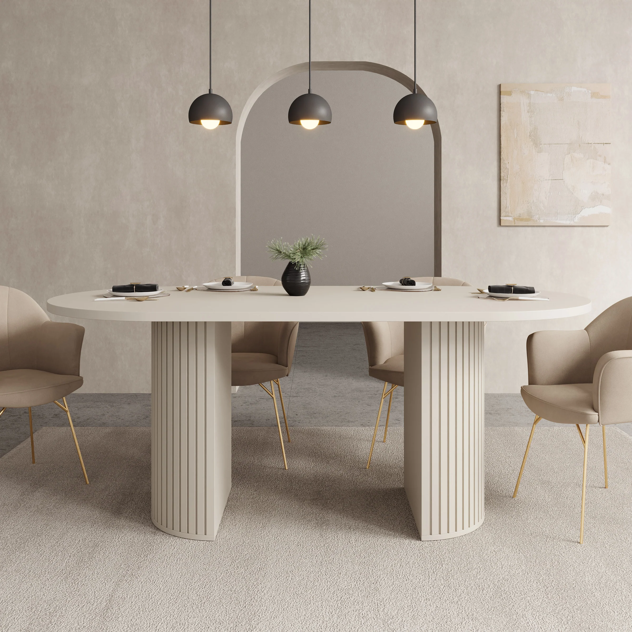 Windel - Eetkamertafel ovaal - Beige - 185x90x75 cm - Image 2