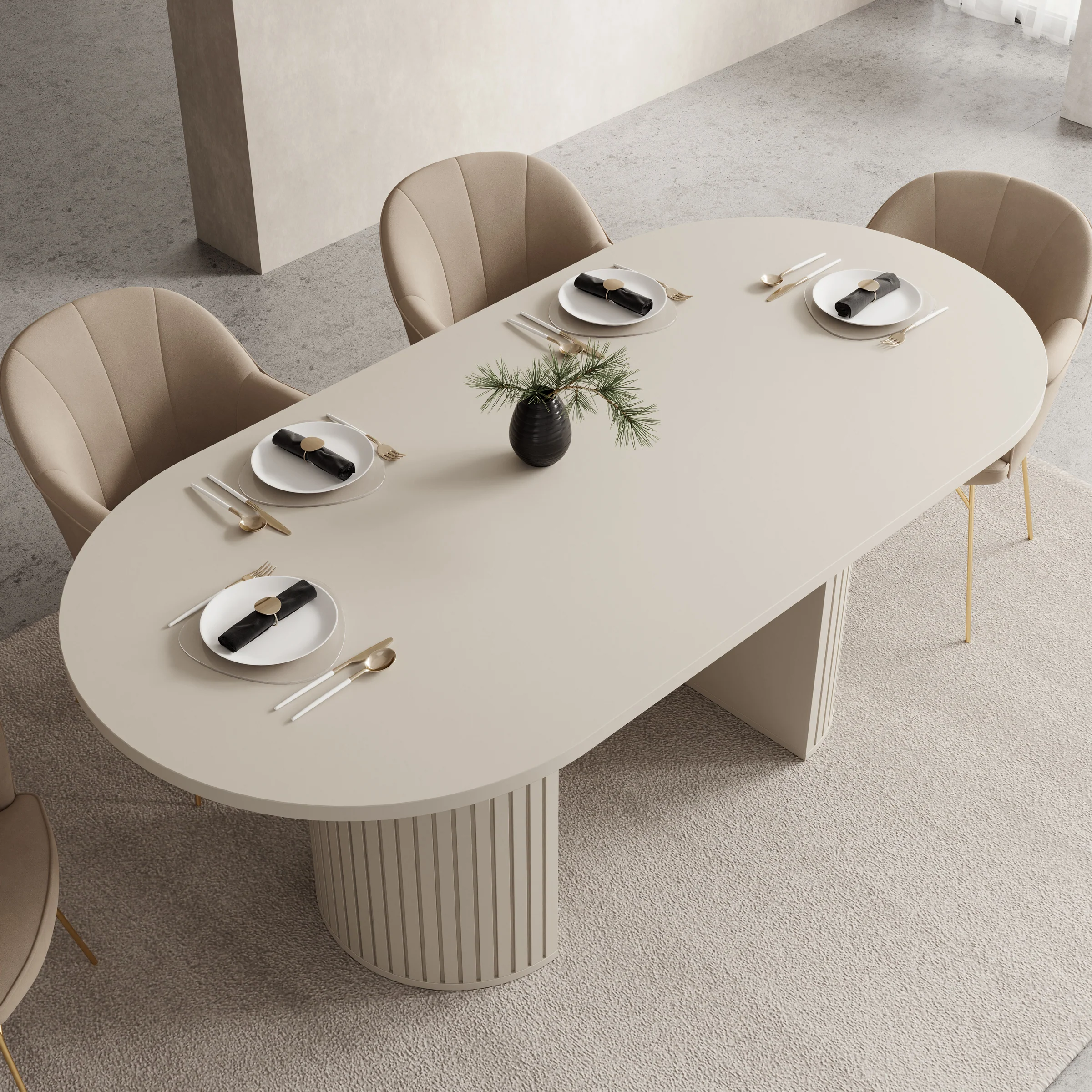 Windel - Eetkamertafel ovaal - Beige - 185x90x75 cm - Image 3
