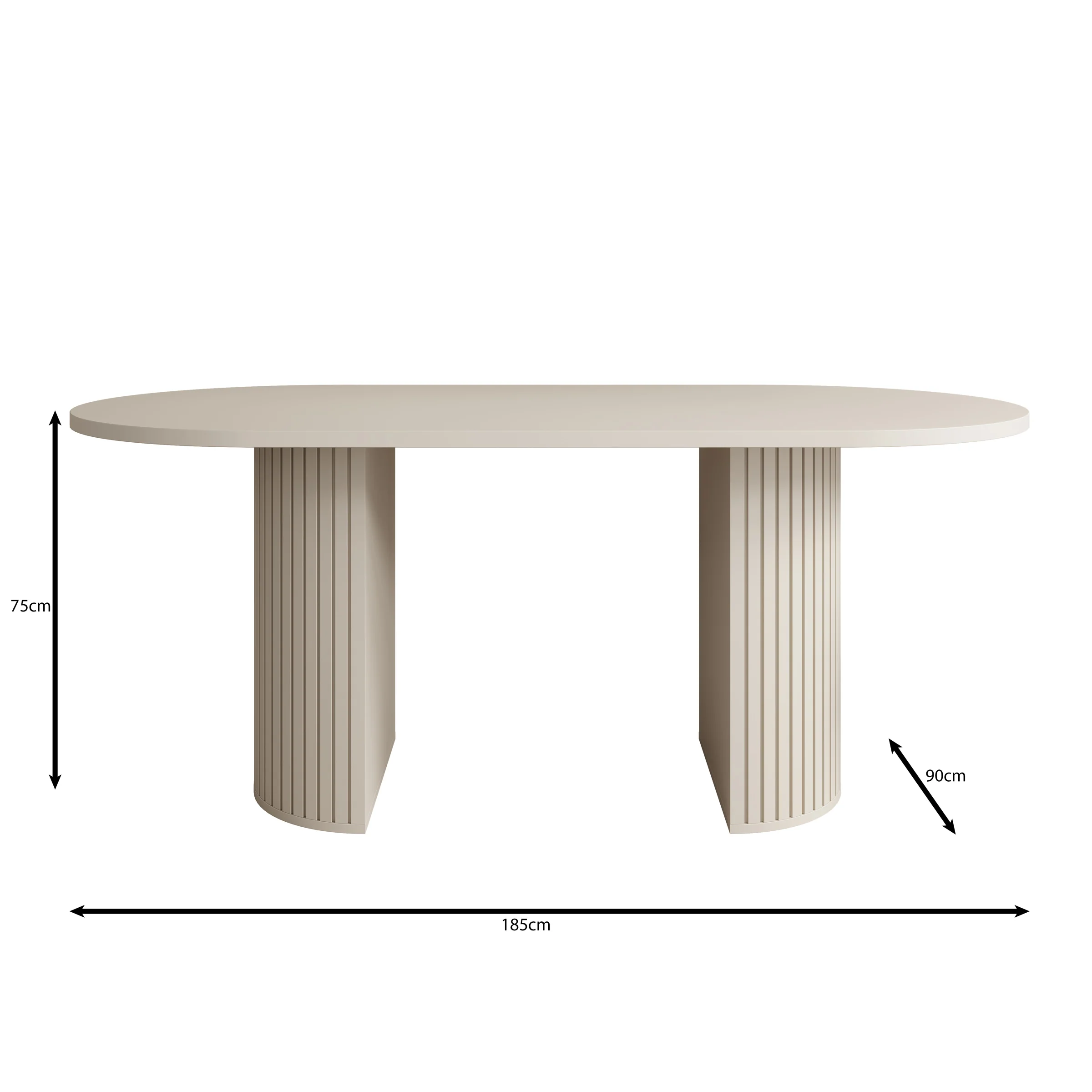 Windel - Eetkamertafel ovaal - Beige - 185x90x75 cm - Image 4
