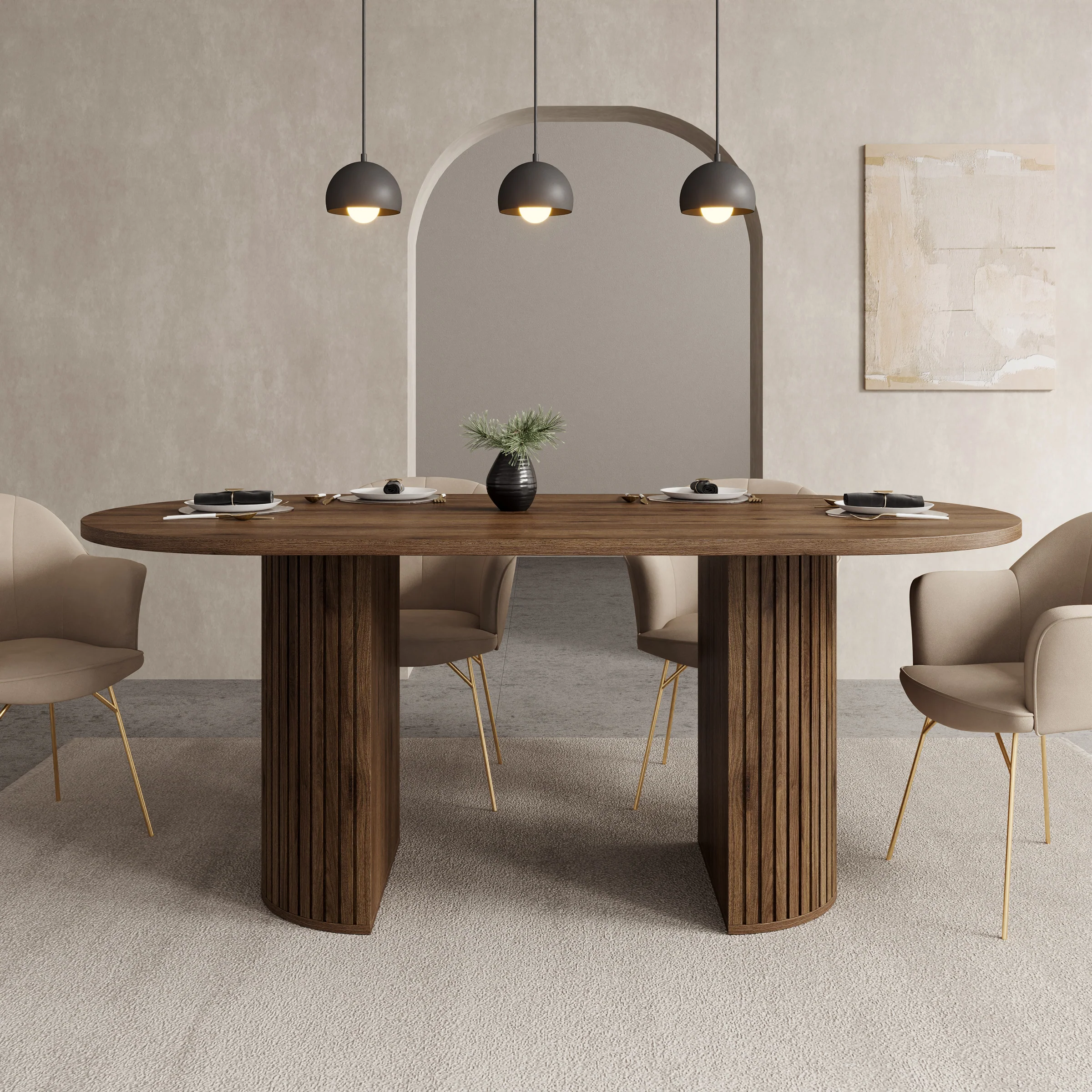 Windel - Eetkamertafel ovaal - Donker eikenpatroon - 185x90x75 cm - Image 2