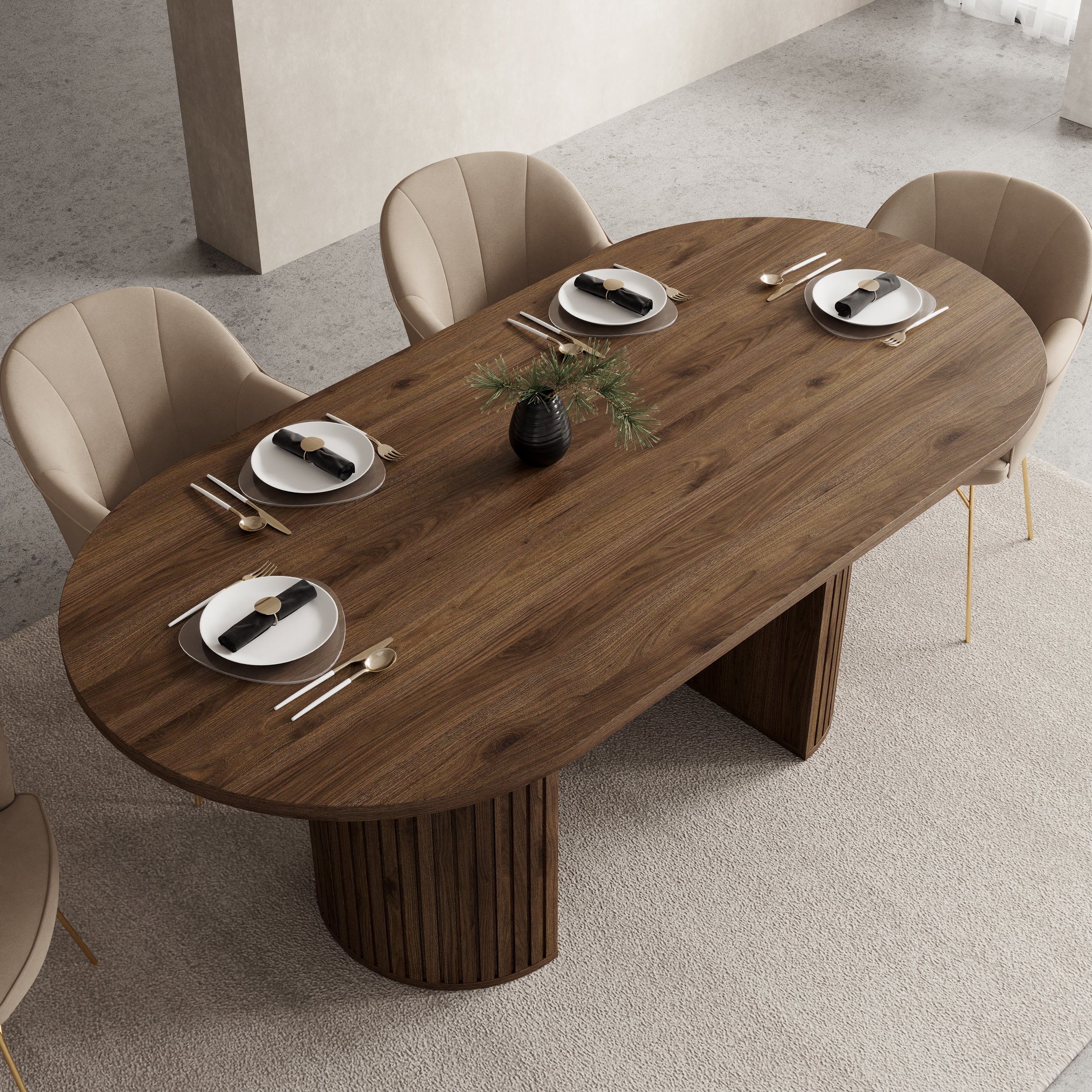 Windel - Eetkamertafel ovaal - Donker eikenpatroon - 185x90x75 cm - Image 3