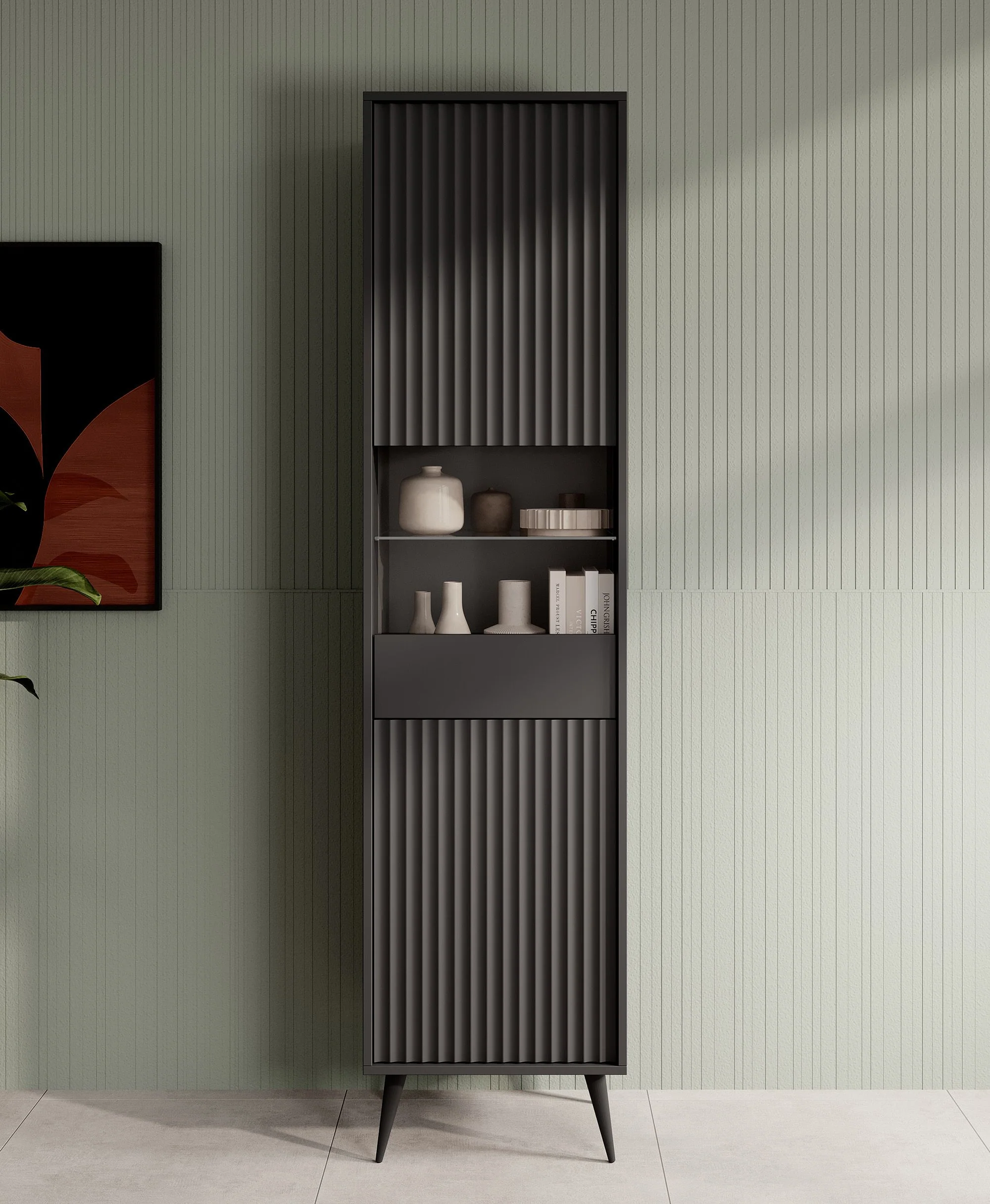Winq - Vitrinekast - Antraciet - 47x40x193 cm - Image 2