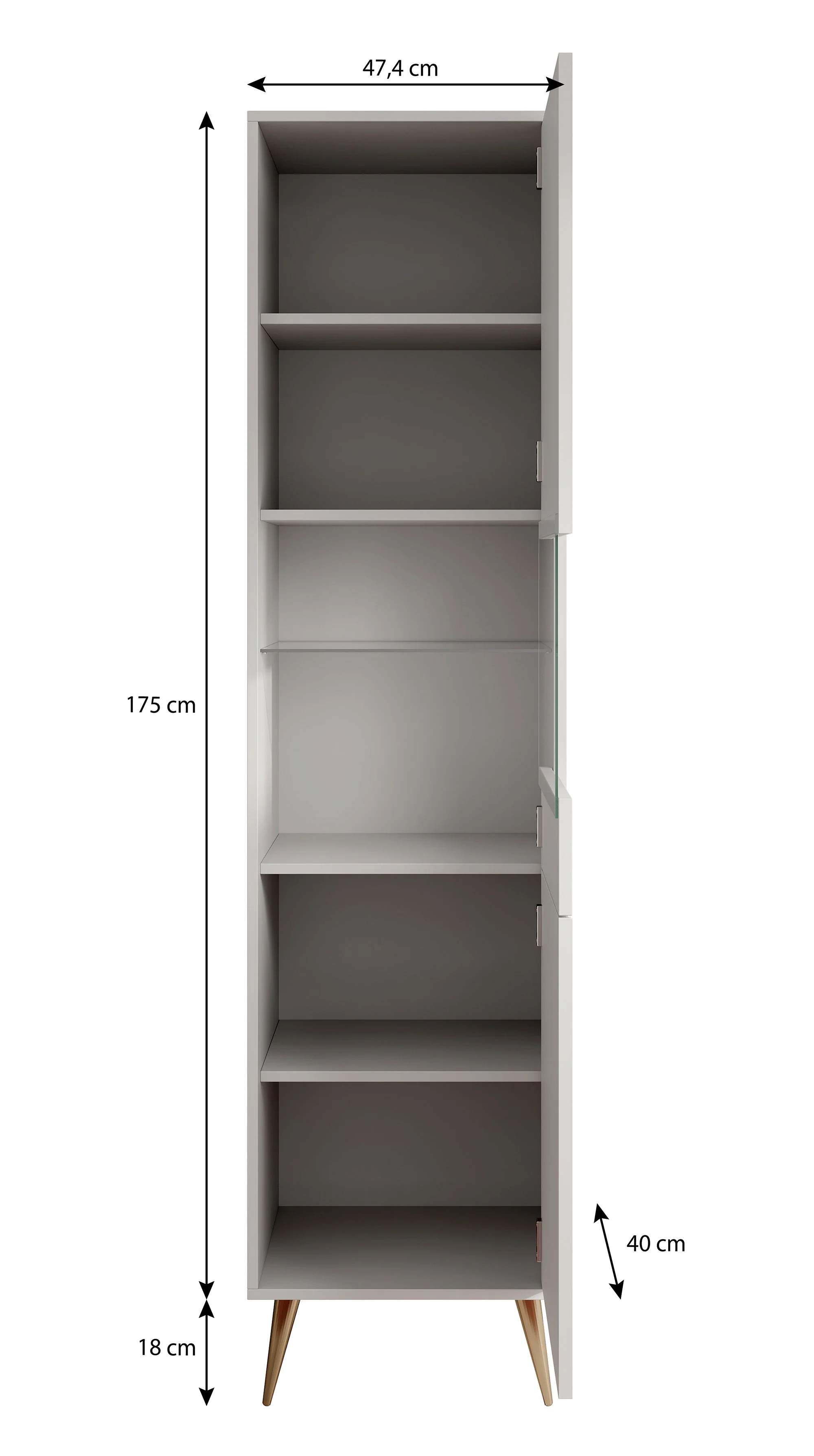 Winq - Vitrinekast - Antraciet - 47x40x193 cm - Image 5