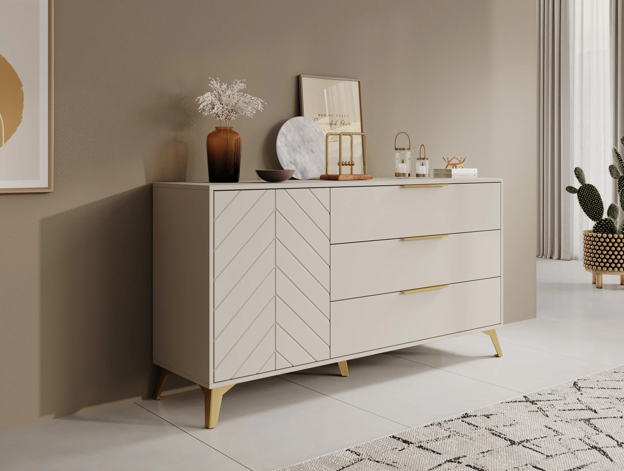 Xiano - Dressoir - Beige - 153x40x80 cm