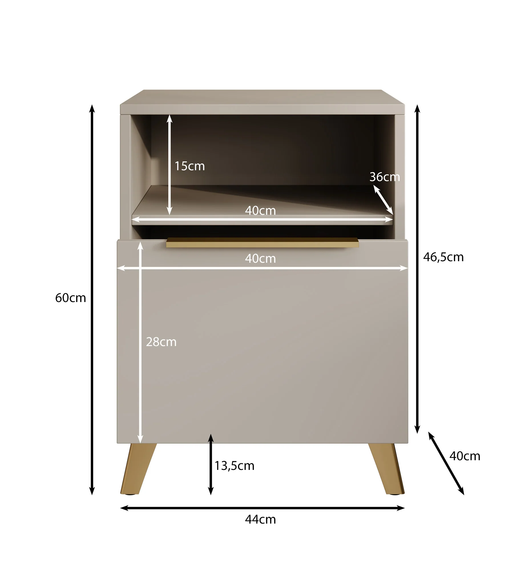 Xiano - Nachtkastje - Beige - 44x40x60 cm - Image 4