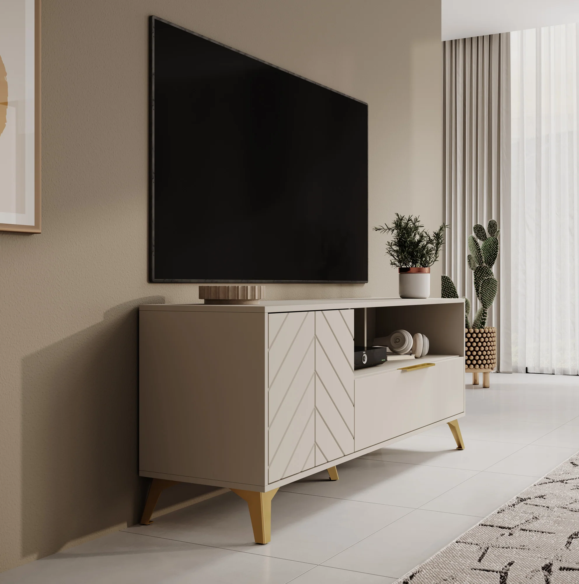 Xiano - TV-Meubel - Beige - 153 cm - Image 4