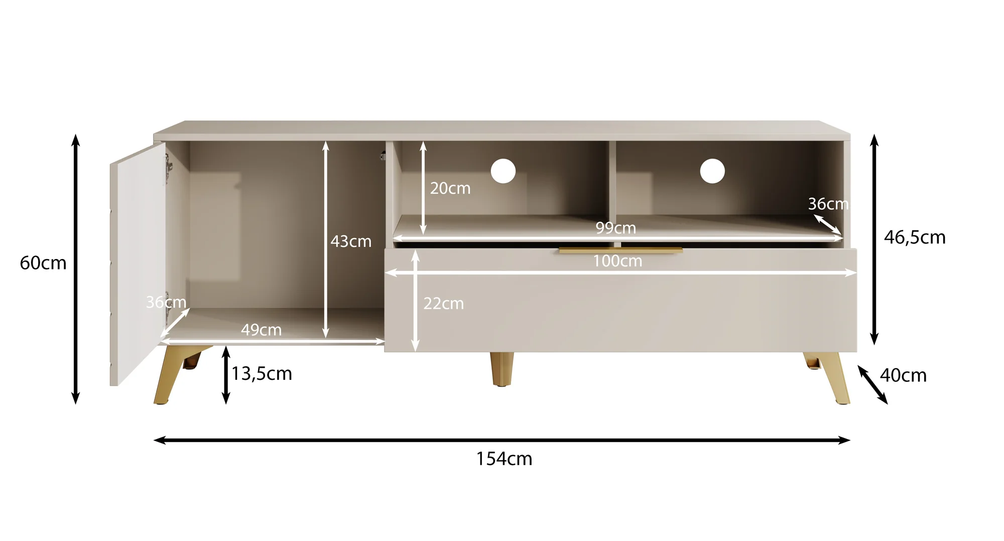 Xiano - TV-Meubel - Beige - 153 cm - Image 5